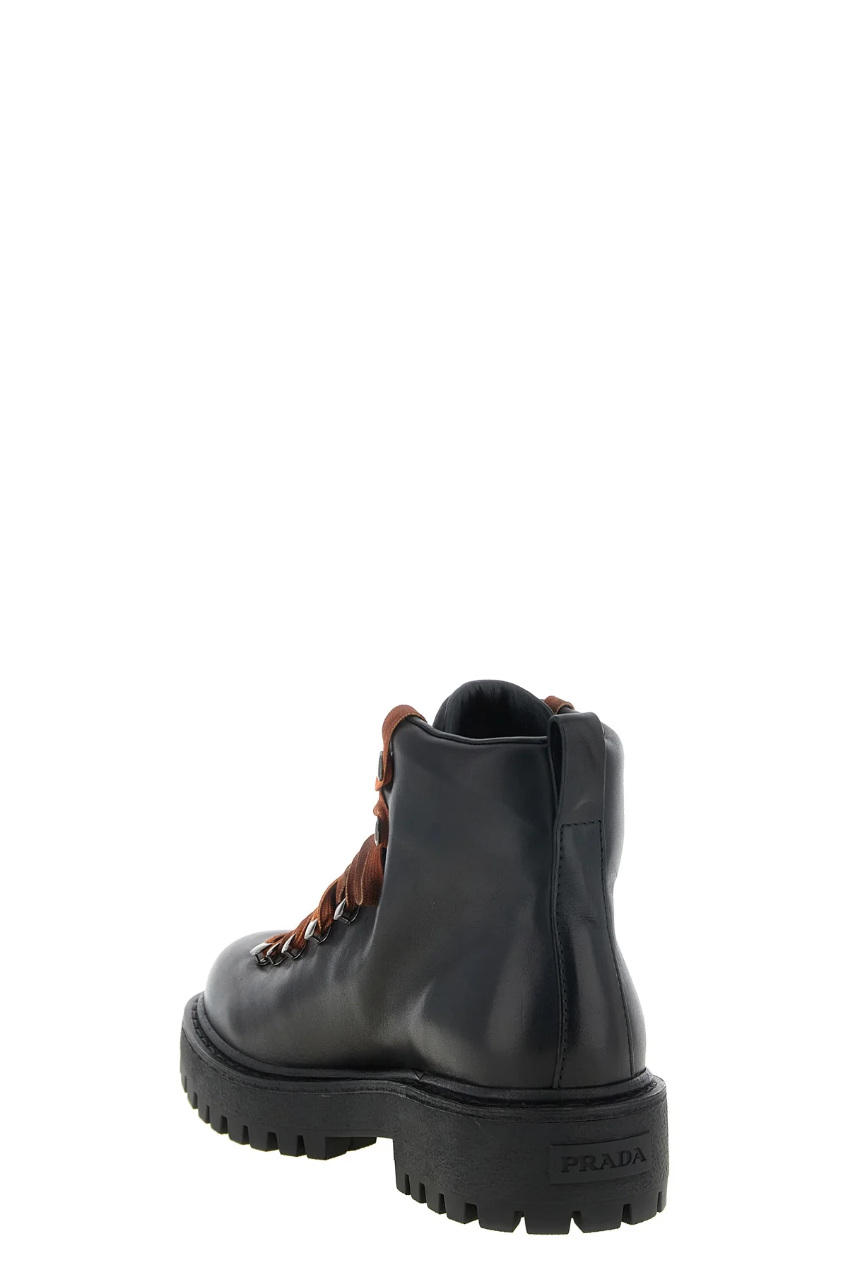 prada lace-up ankle boots in fine calf leather
