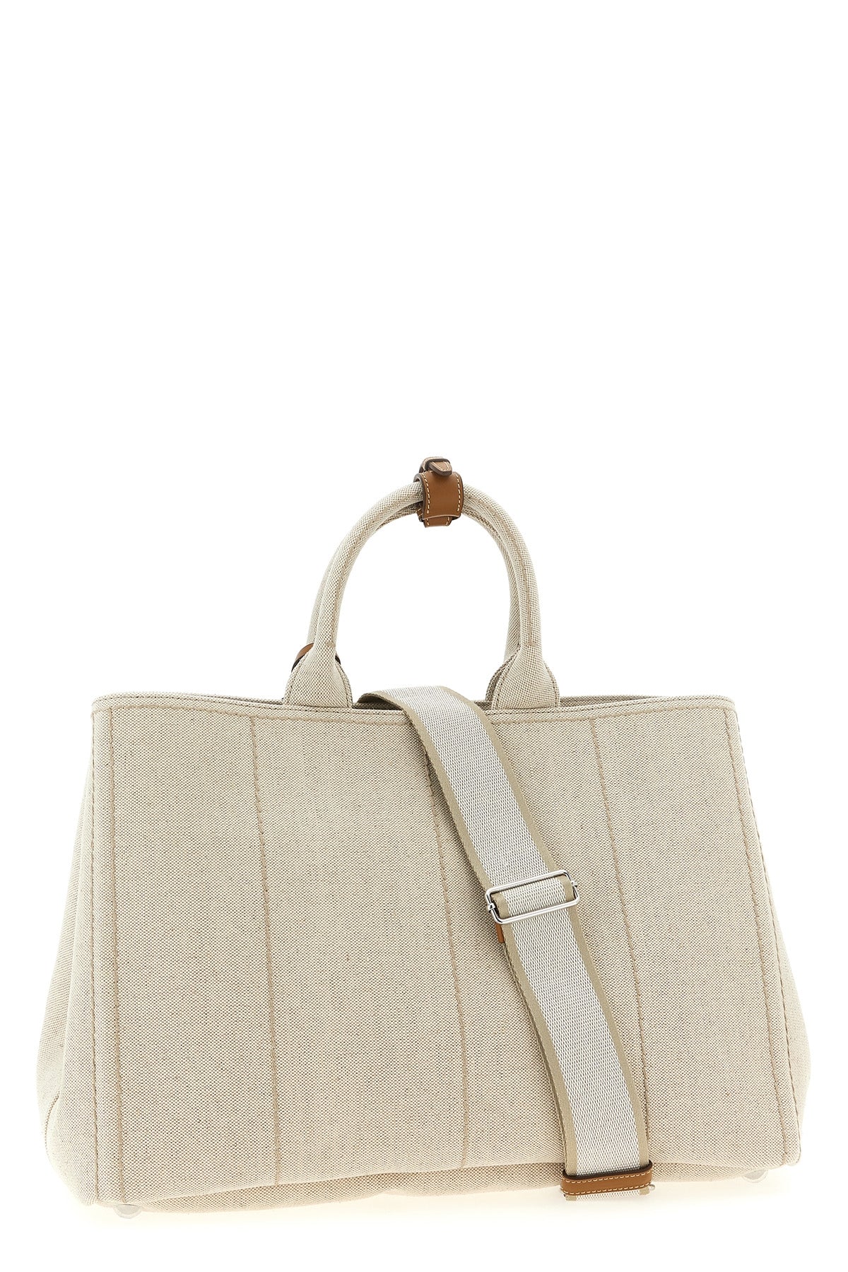 extra large prada jardinière shopping bag in cotton and linen blend