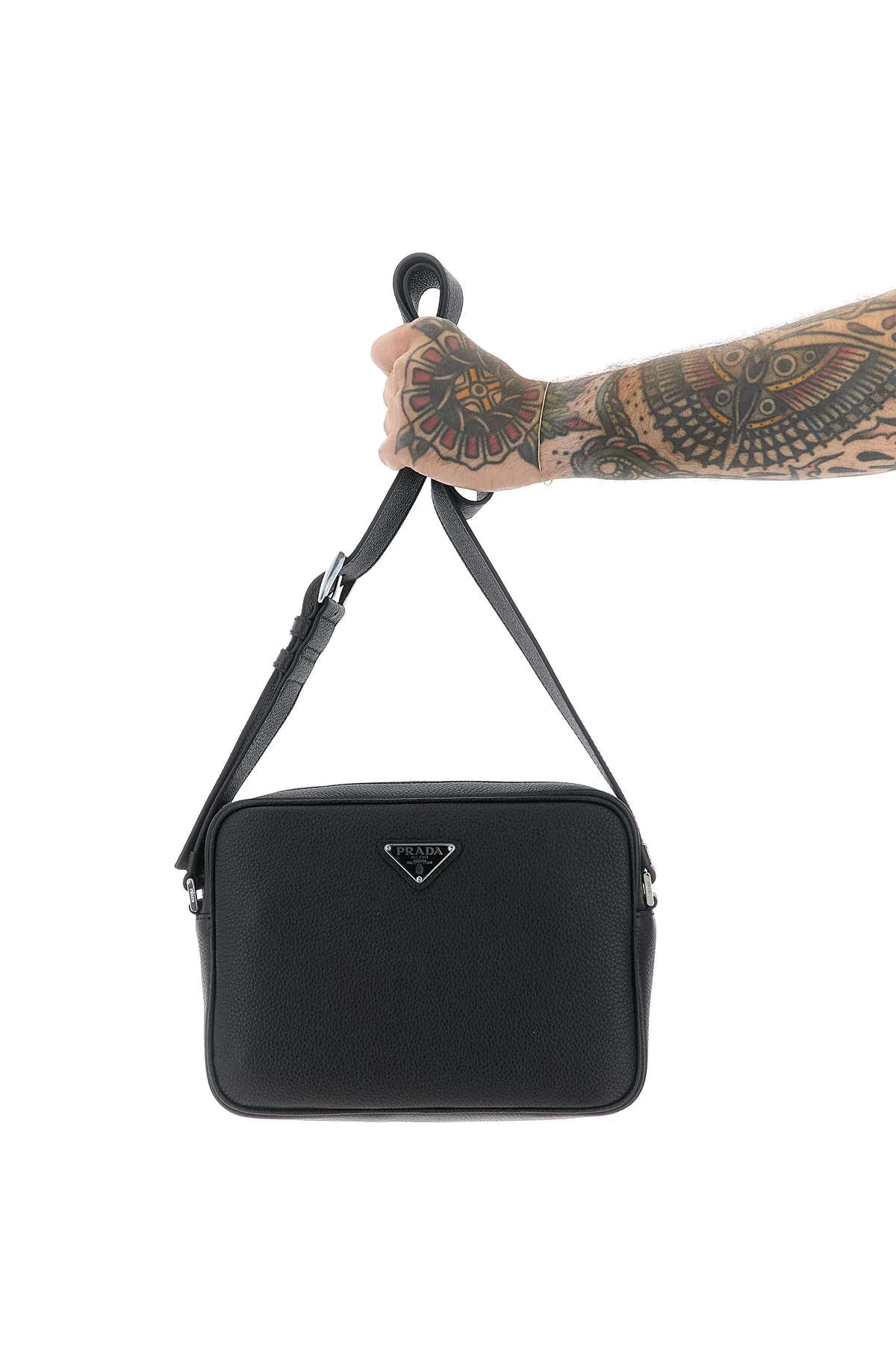 PRADA OS garnet leather shoulder strap