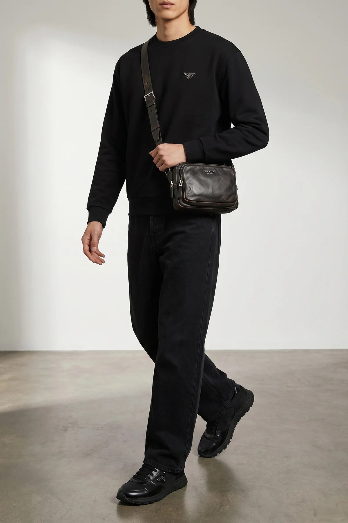 PRADA OS aged effect nappa leather shoulder strap