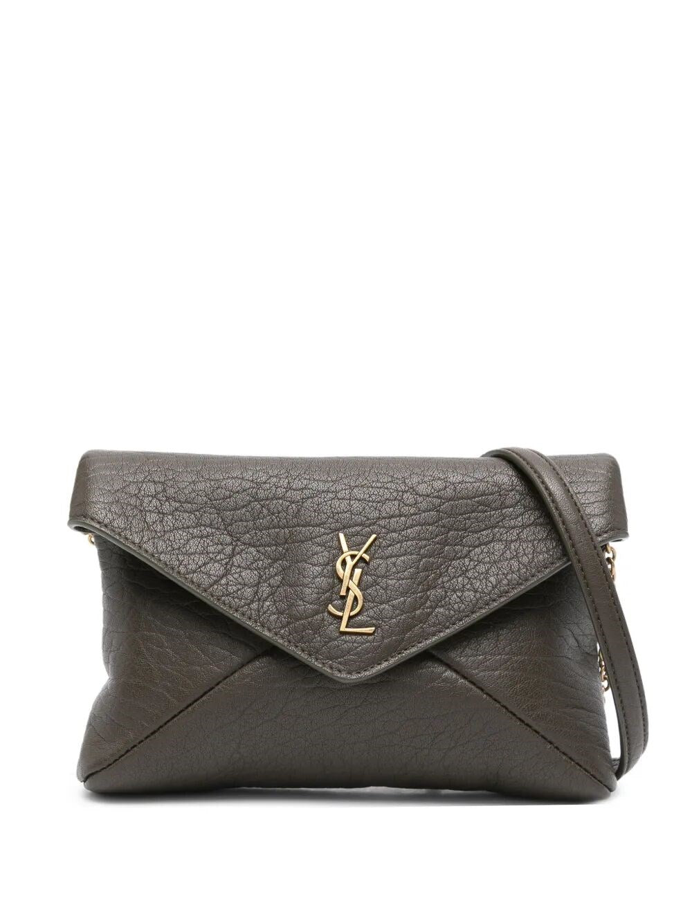 saint-laurent-calypso-khaki-leather-chain-pouch