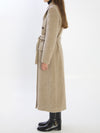 greige double-breasted coat