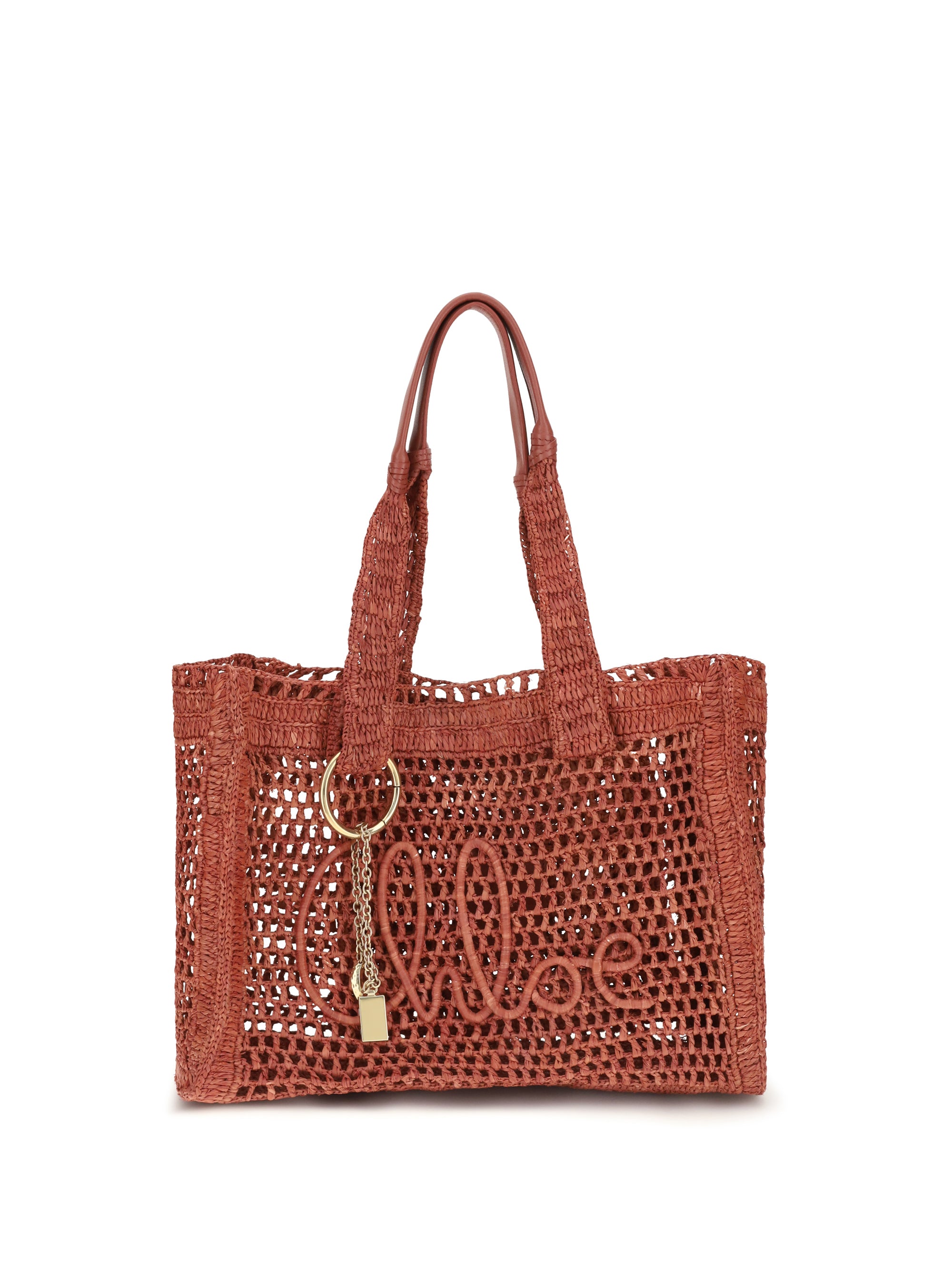 CHLOÉ OS east-west summer banana raffia tote bag