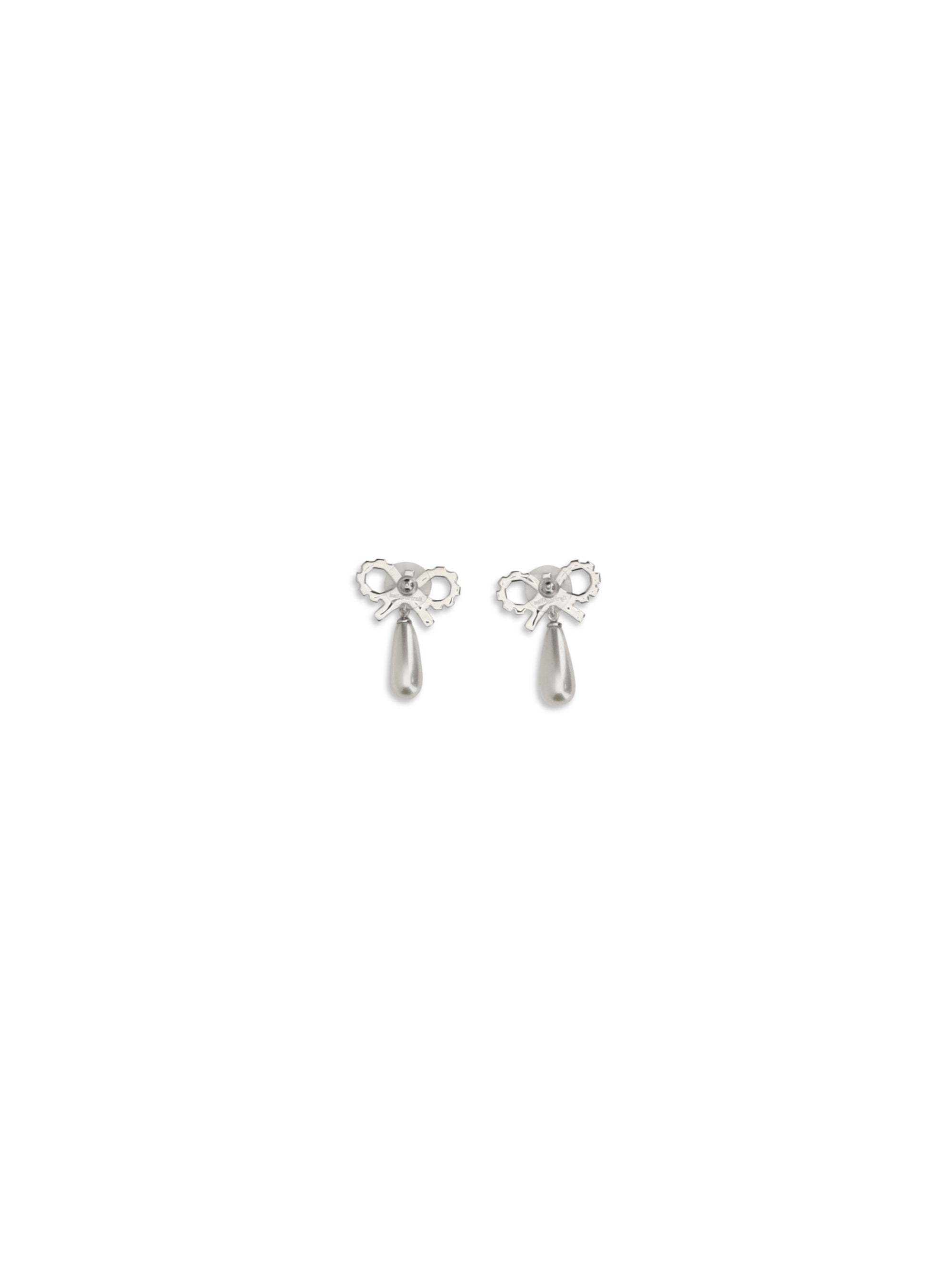 SELF-PORTRAIT OS crystal bow pearl earrings