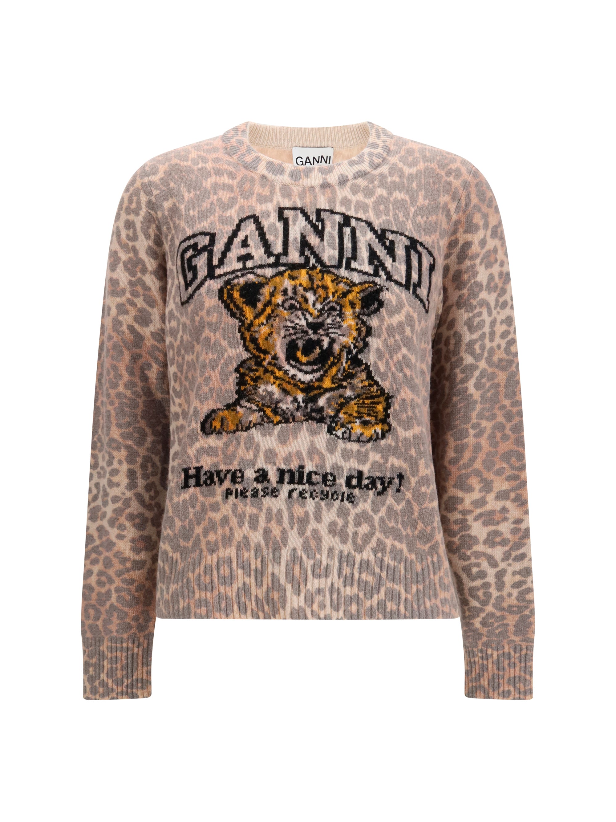GANNI L tiger-print sweater