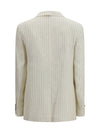 single-breasted pinstriped linen blazer