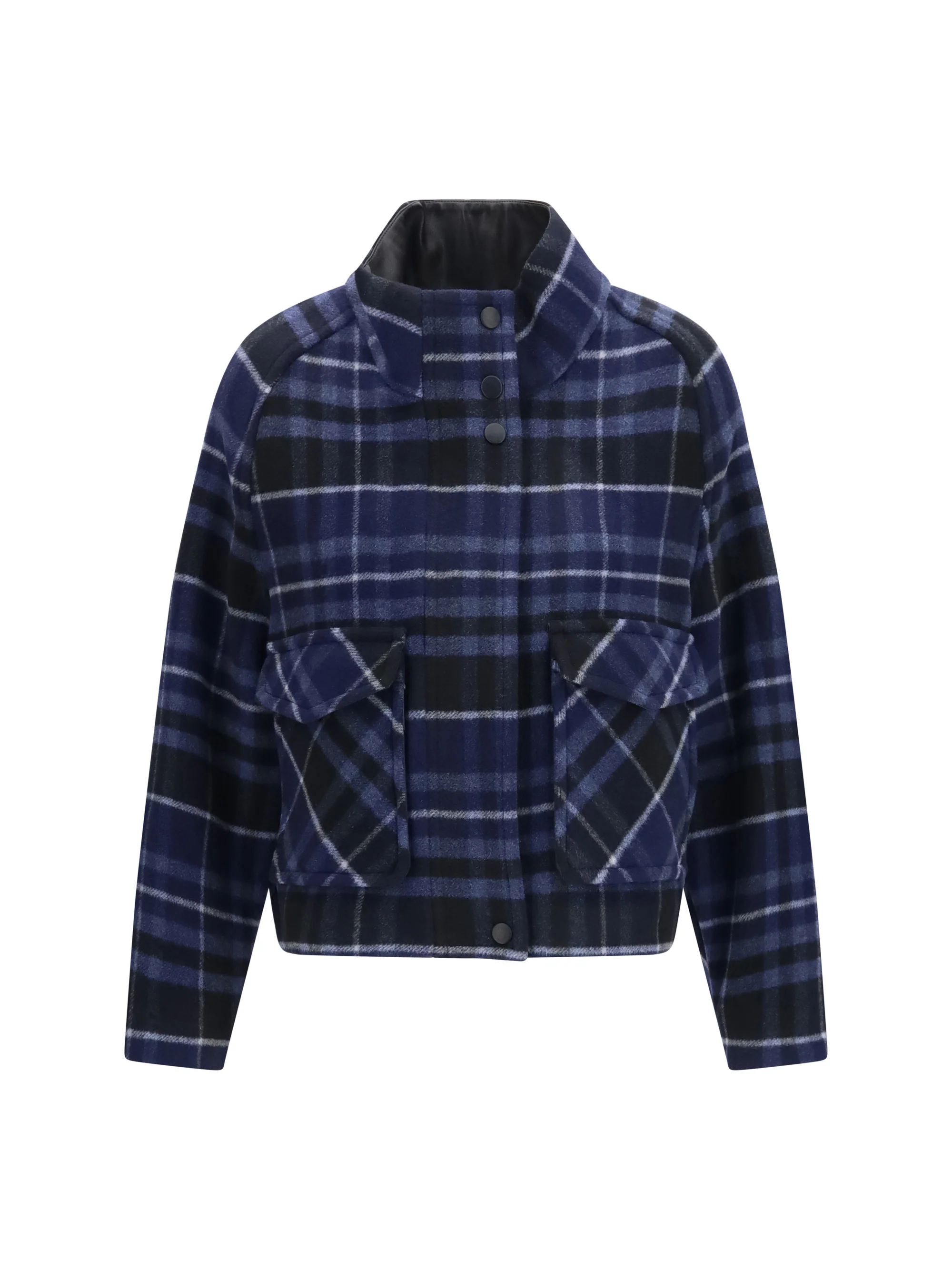 campanula check double-cloth caban