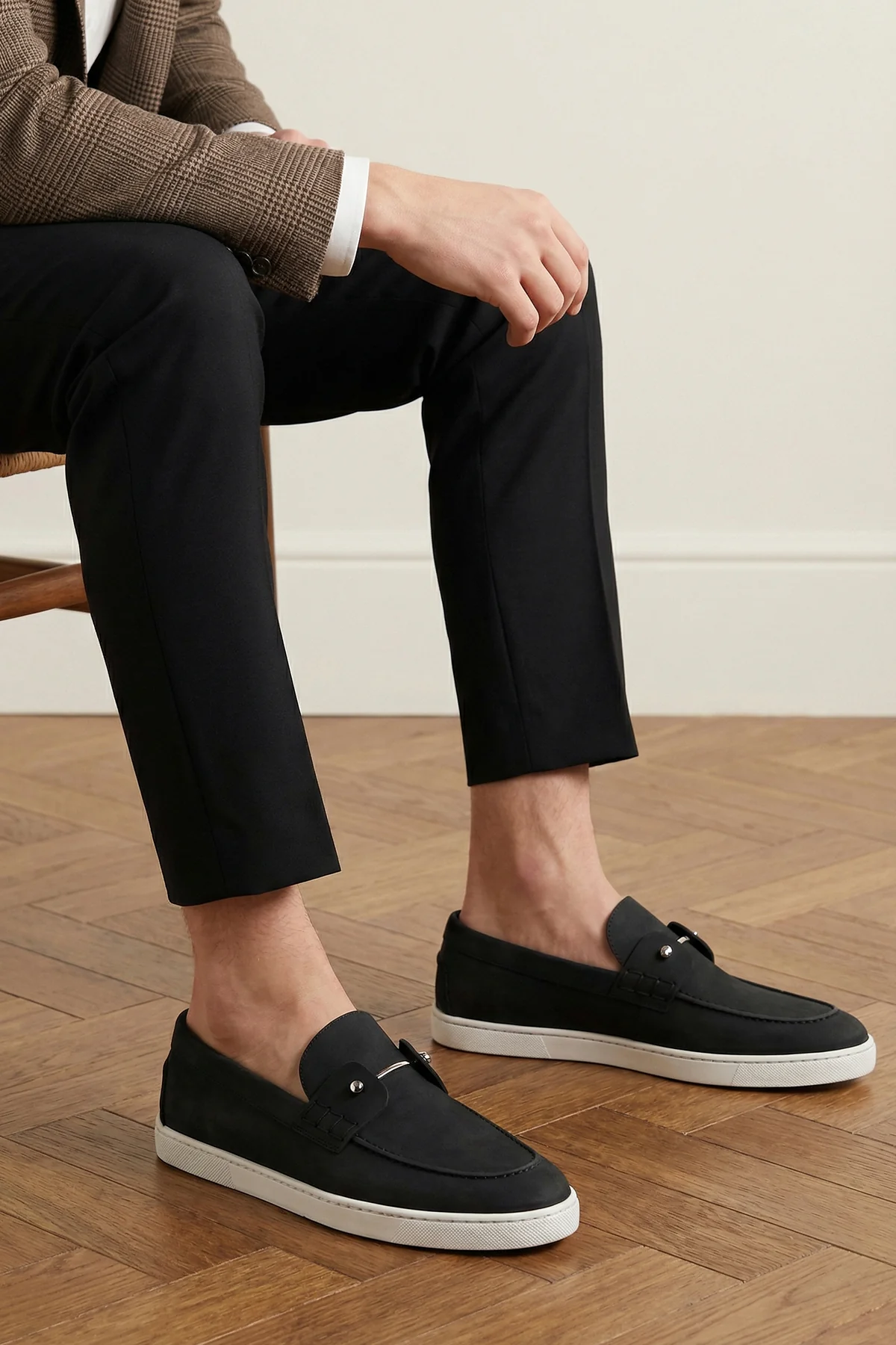 CHRISTIAN LOUBOUTIN 41 chambeliboat nubuck leather loafers slip-on style