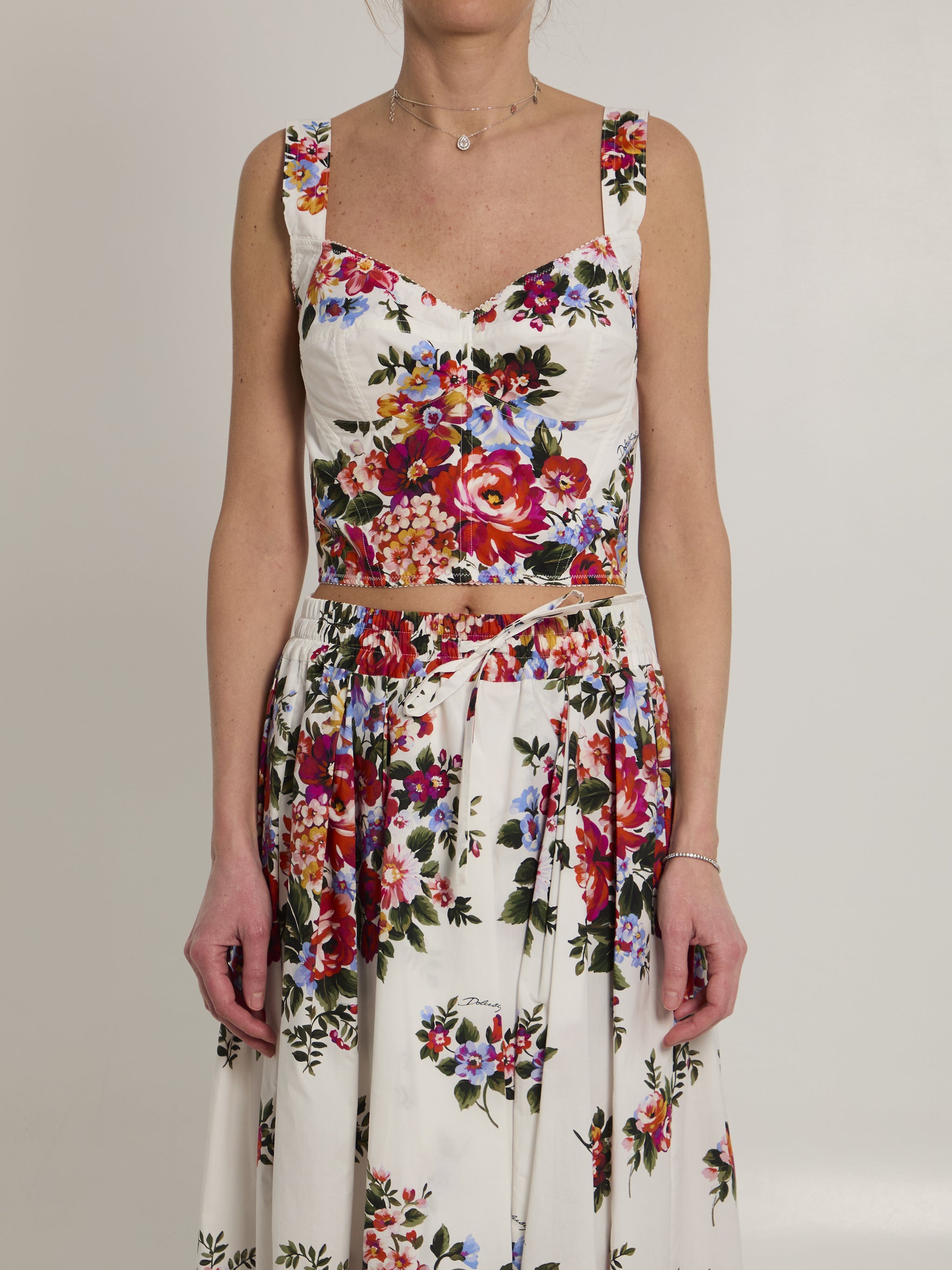 bustier top with floral print