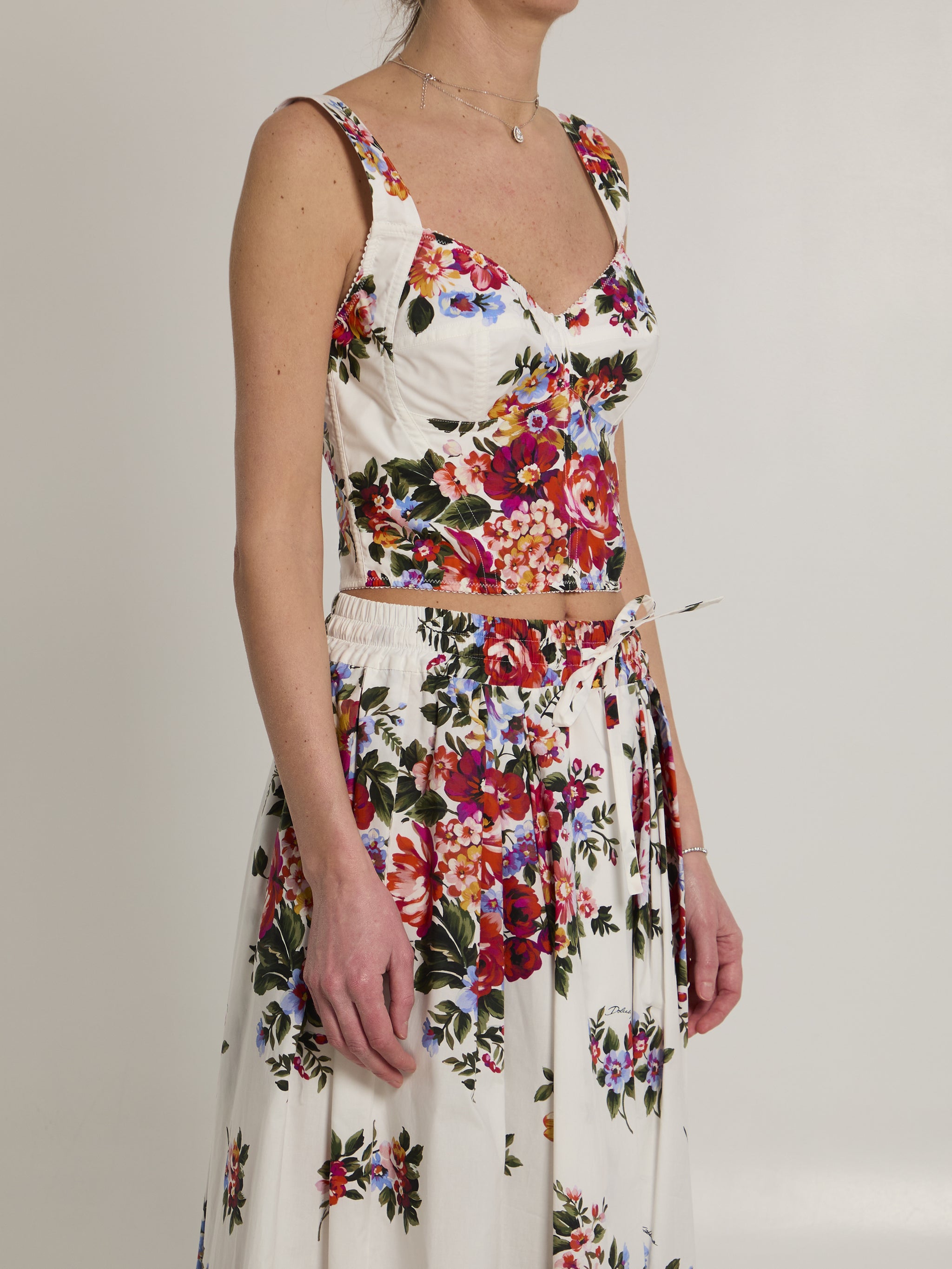 bustier top with floral print
