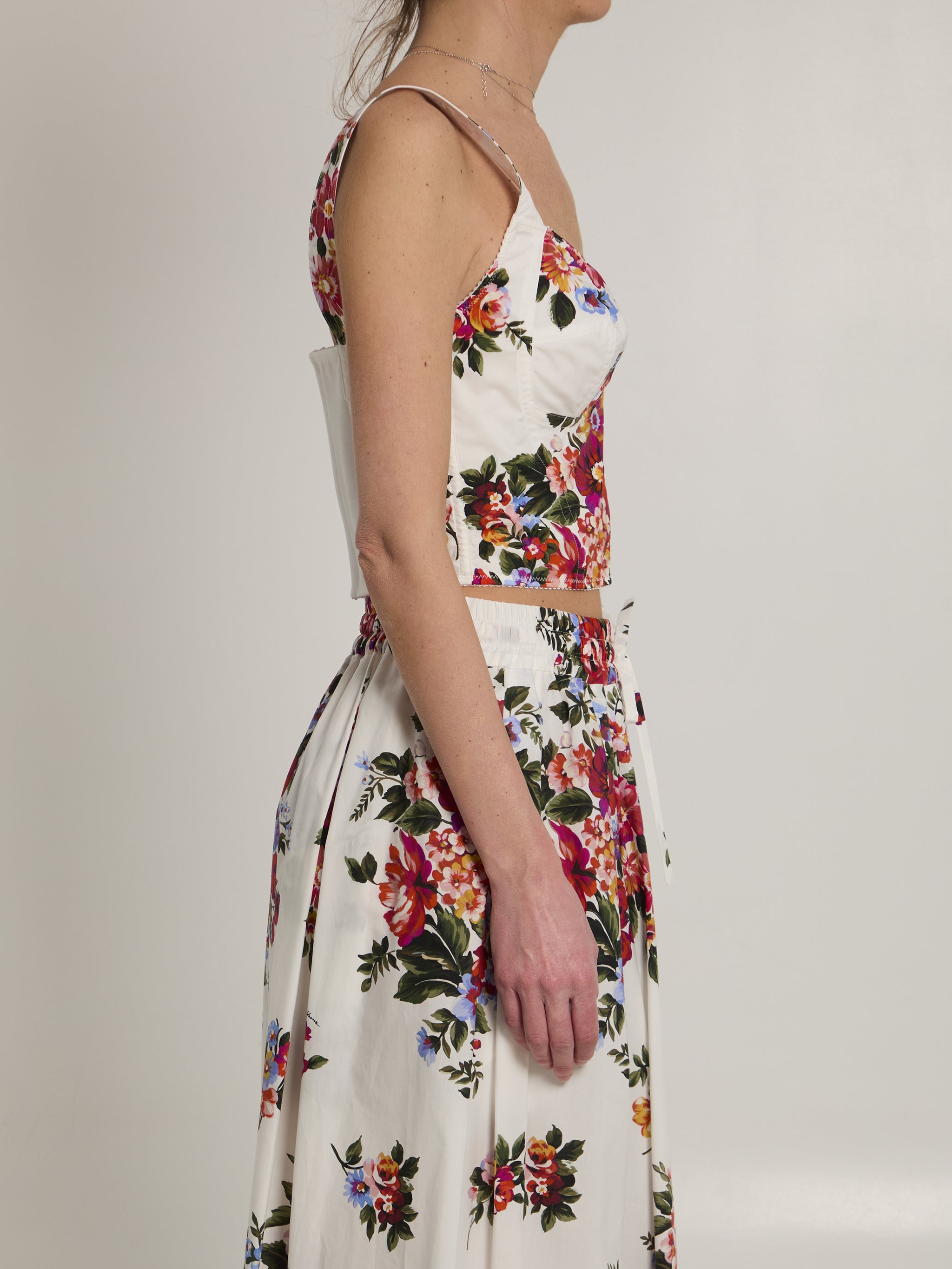 bustier top with floral print
