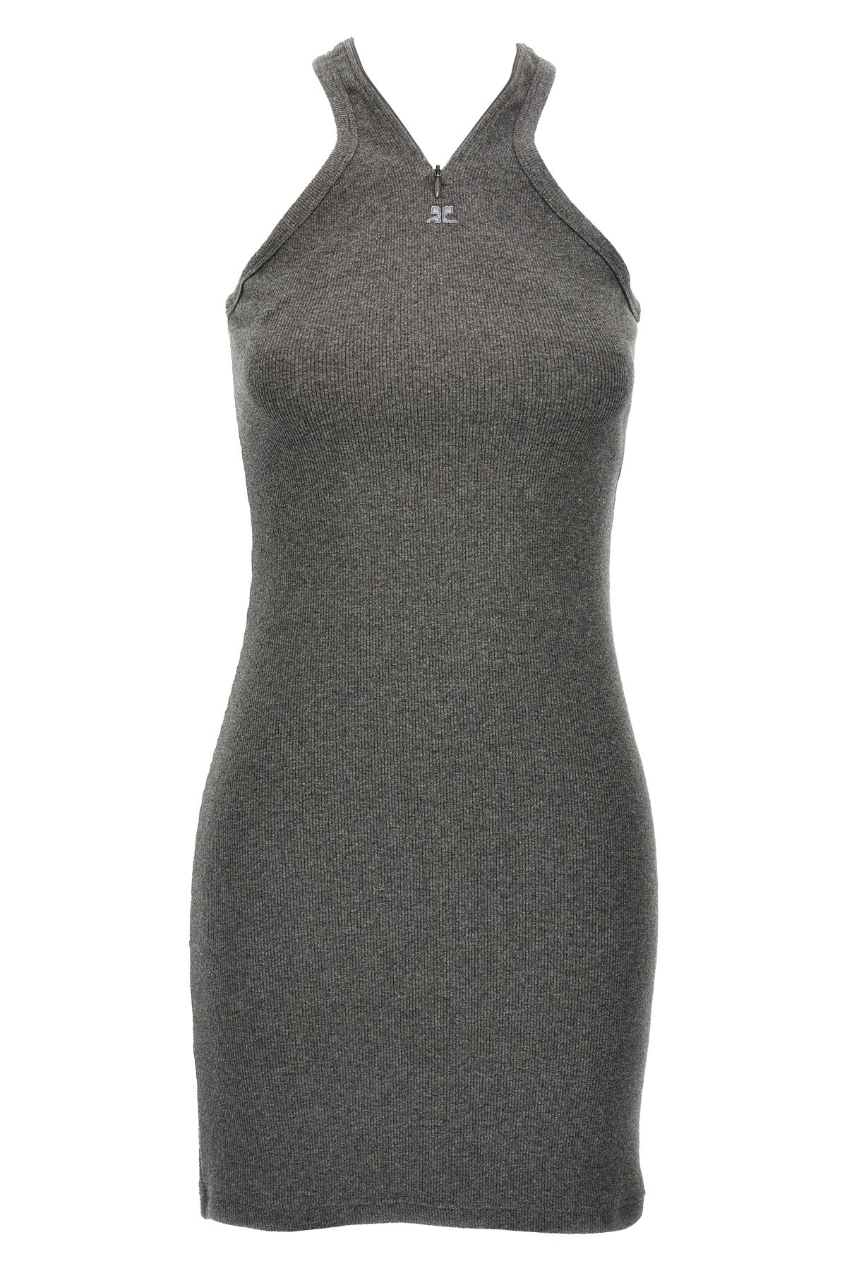 COURRÈGES L criss cross 90s mini ribbed cotton dress