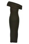 twist rib knit long sleeveless one-shoulder dress in ribbed viscose blend