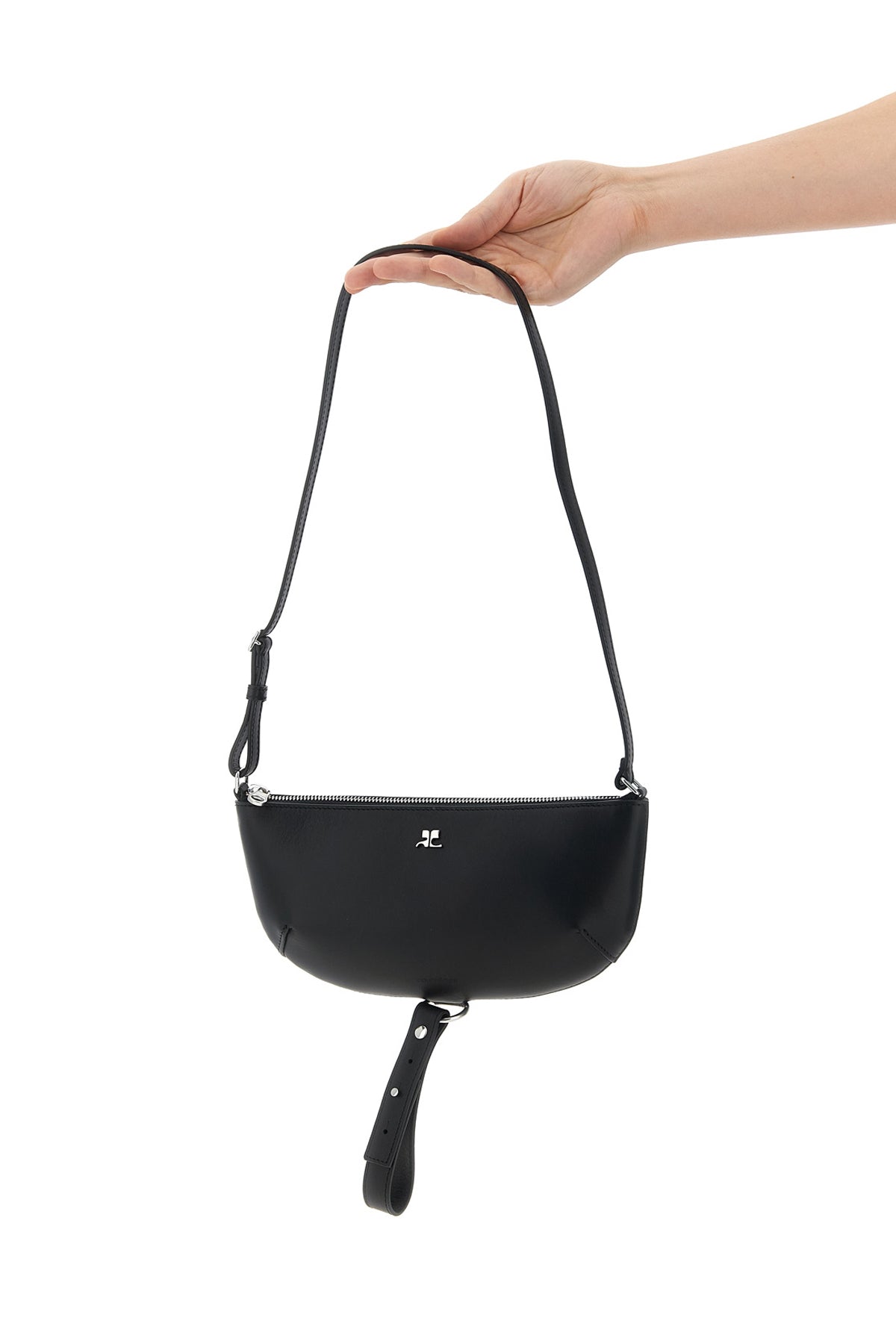 COURRÈGES OS holy eclipse smooth leather shoulder bag