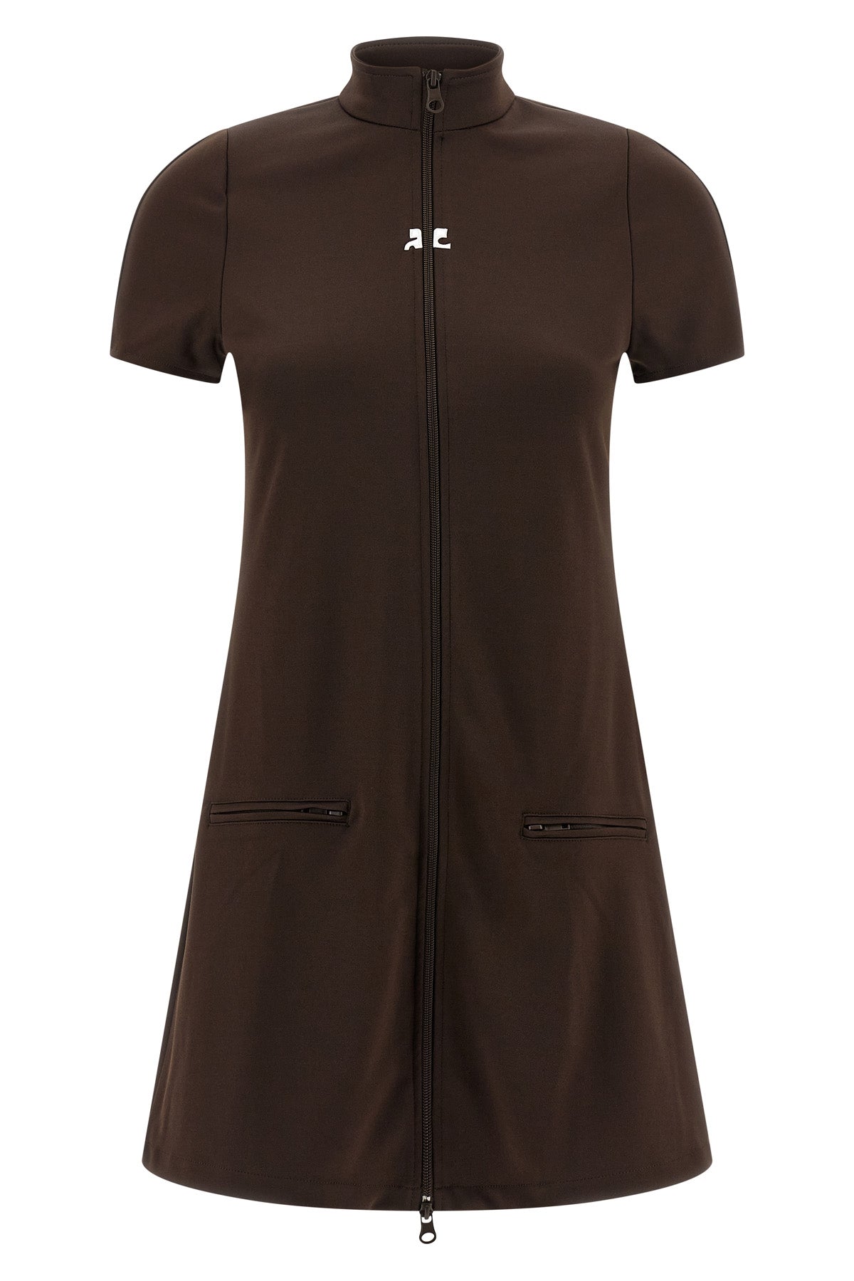 COURRÈGES S interlock tracksuit mini shiny jersey dress