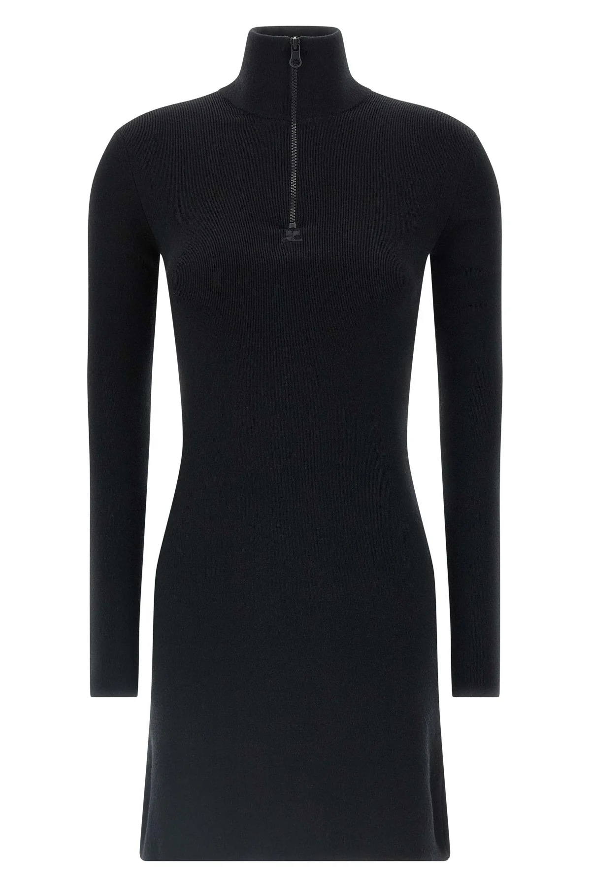 flared polo shirt mini dress in wool knit