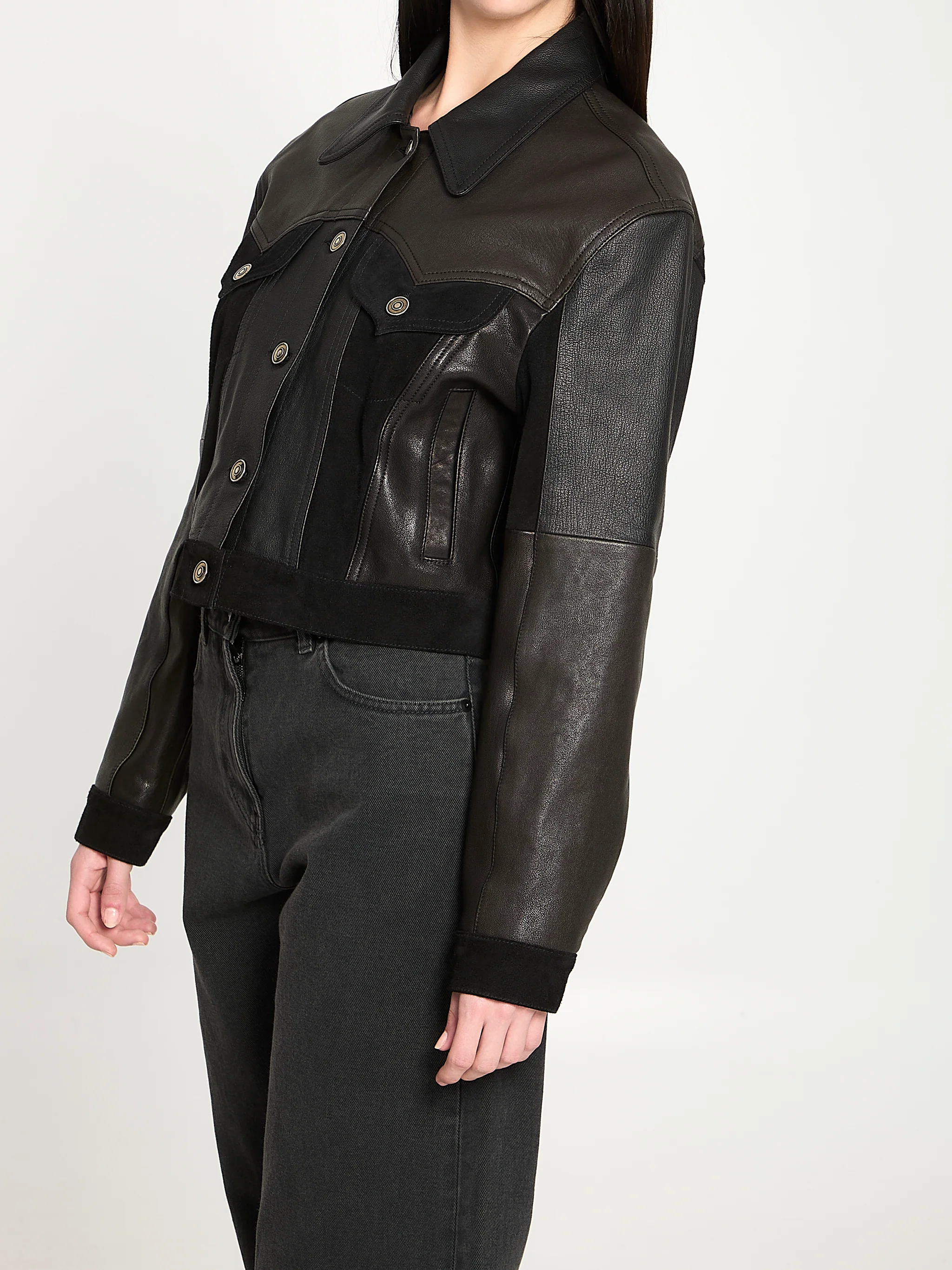 slim-fit leather blouson