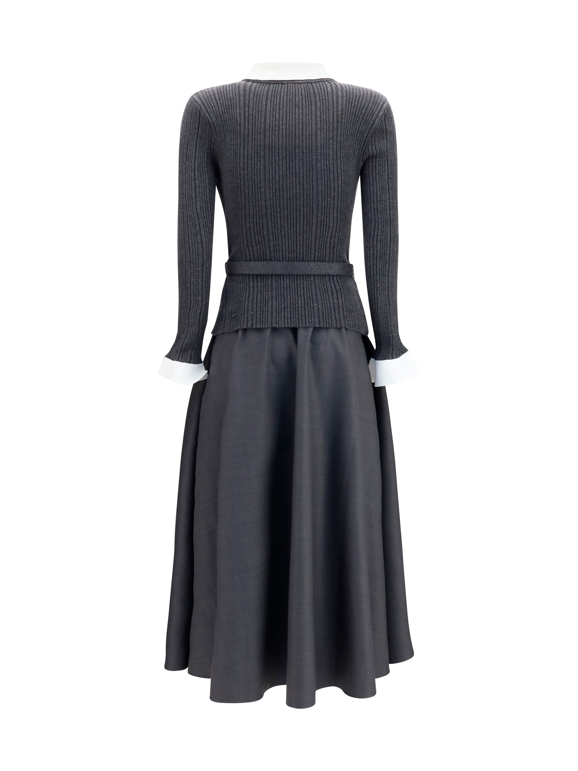 SELF-PORTRAIT 8 knit and twill midi dress