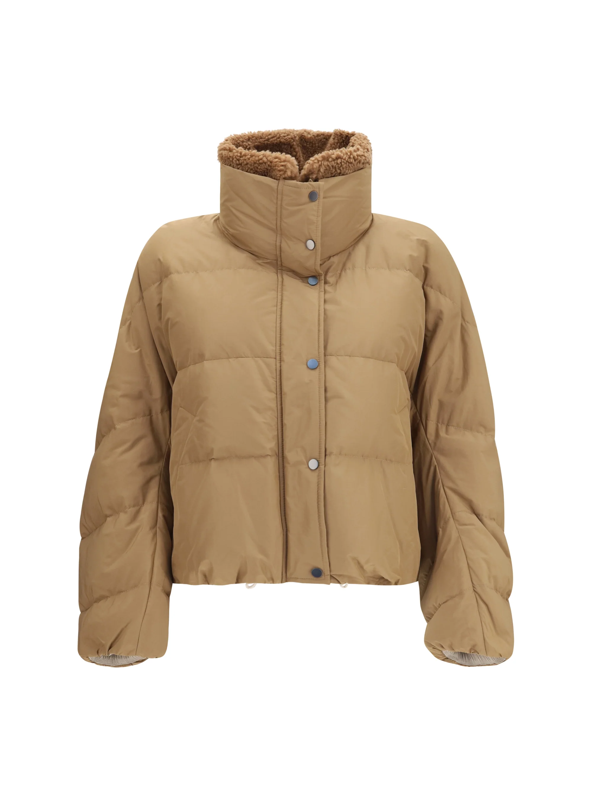 padded jacket with shearling collar