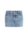 frayed hem denim mini skirt