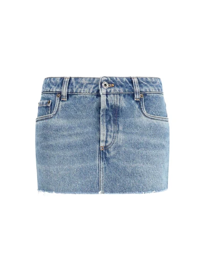 frayed hem denim mini skirt