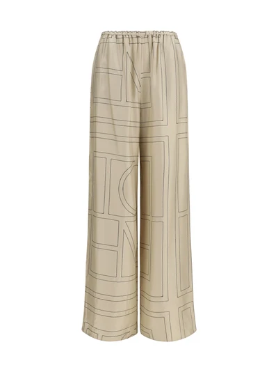 silk monogram pants