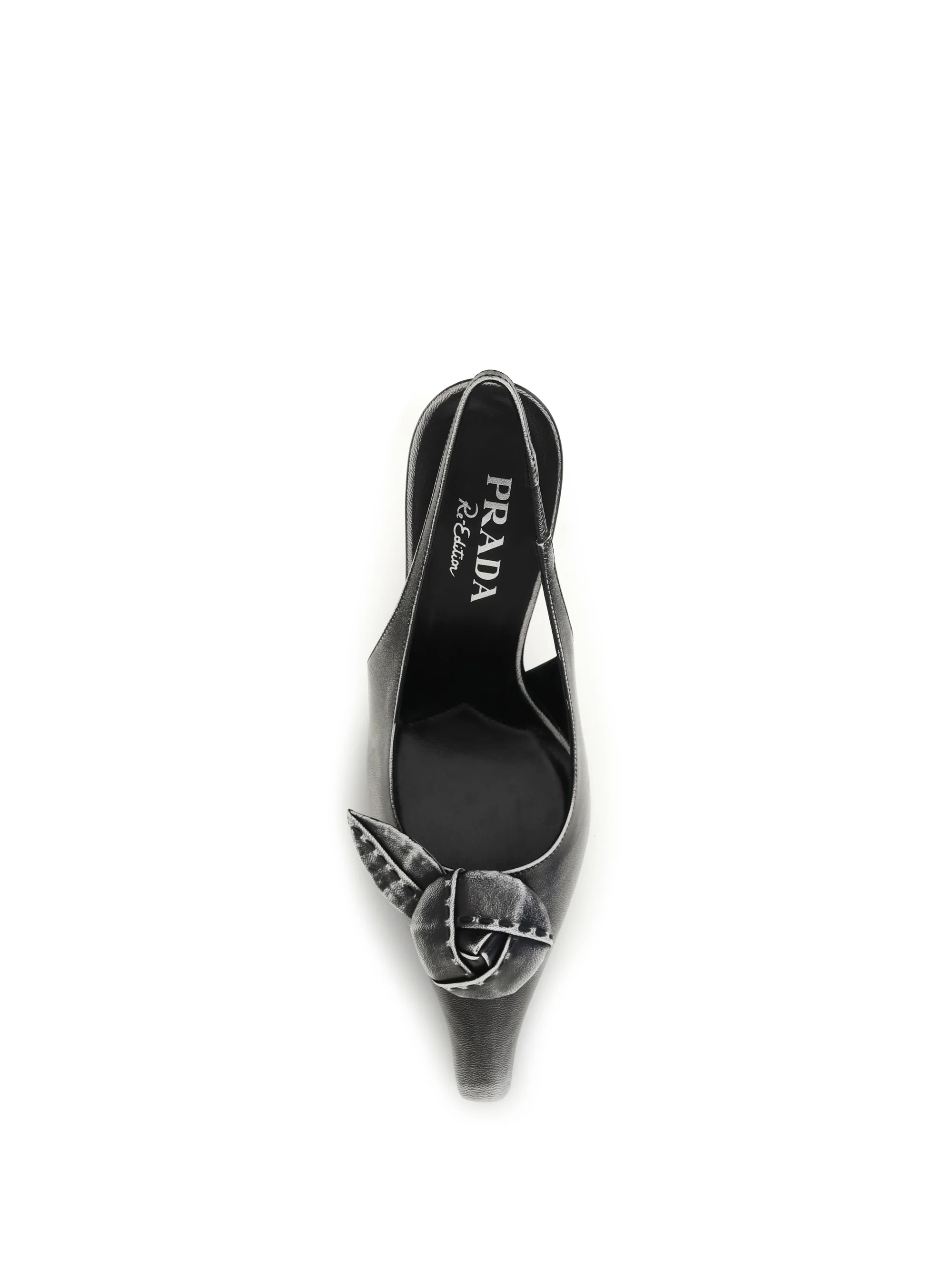 floral-detail leather slingback pumps