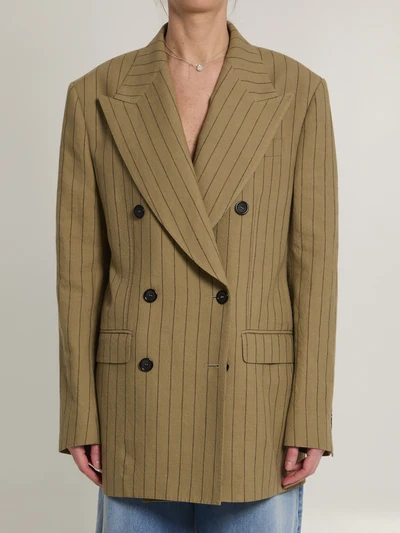 double-breasted linen jacket