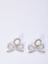 pearl bow drop earrings