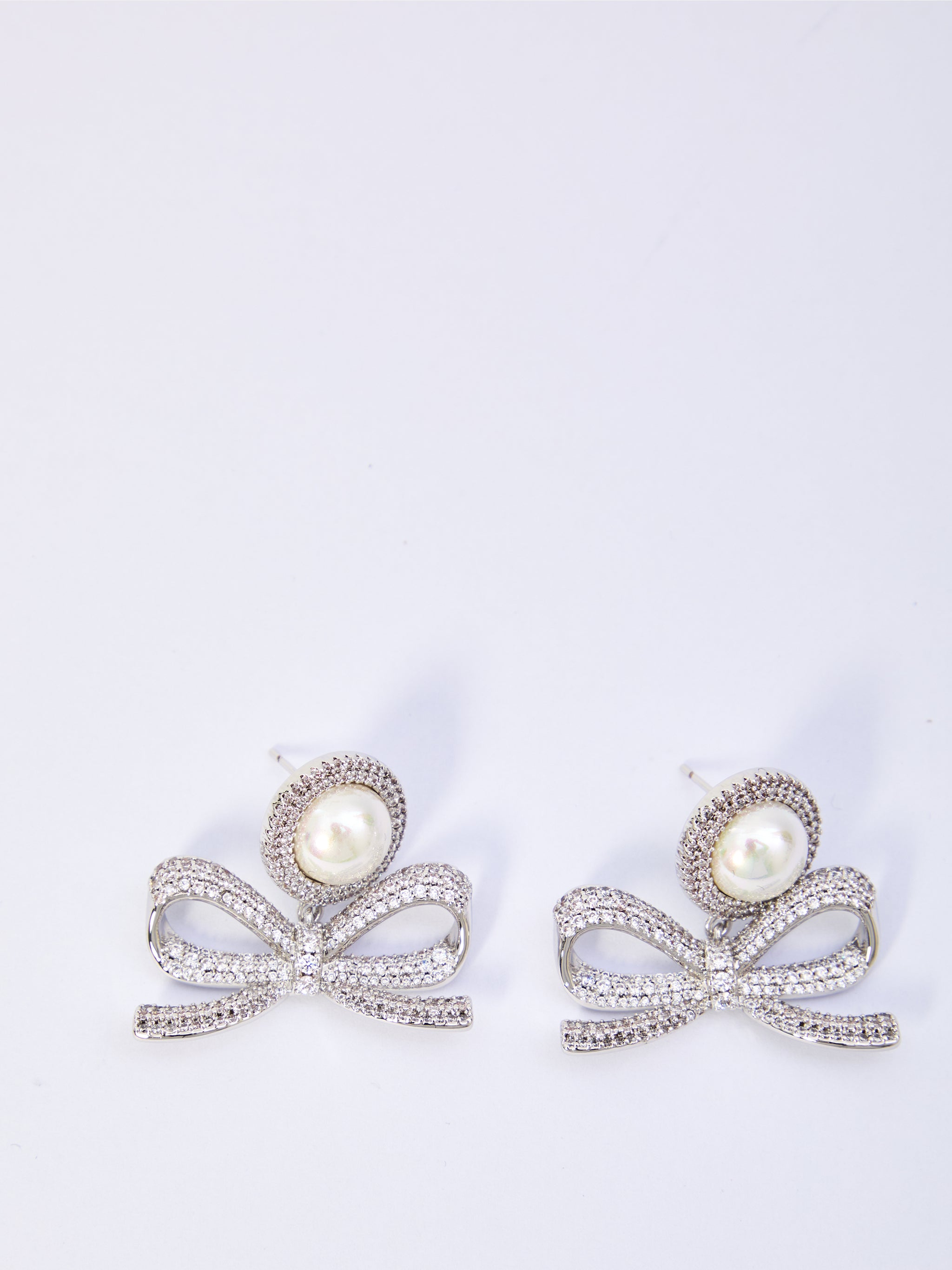 pearl bow drop earrings