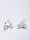 pearl bow drop earrings