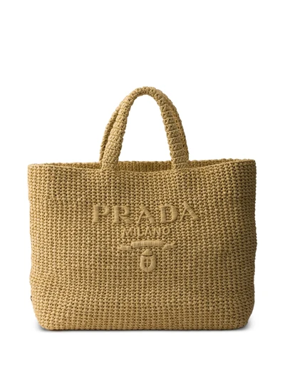 Large Logo Raffia Tote