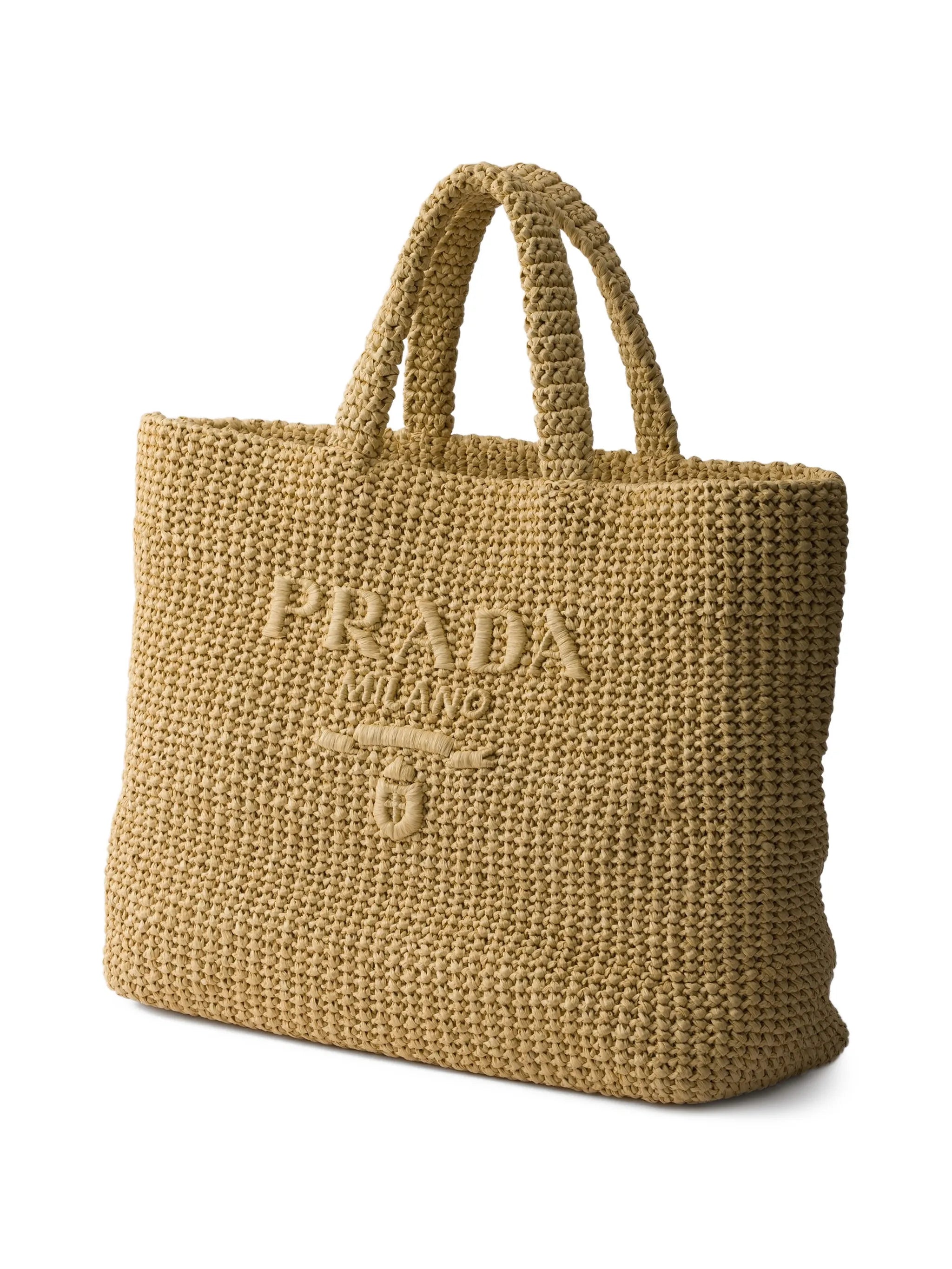 Large Logo Raffia Tote