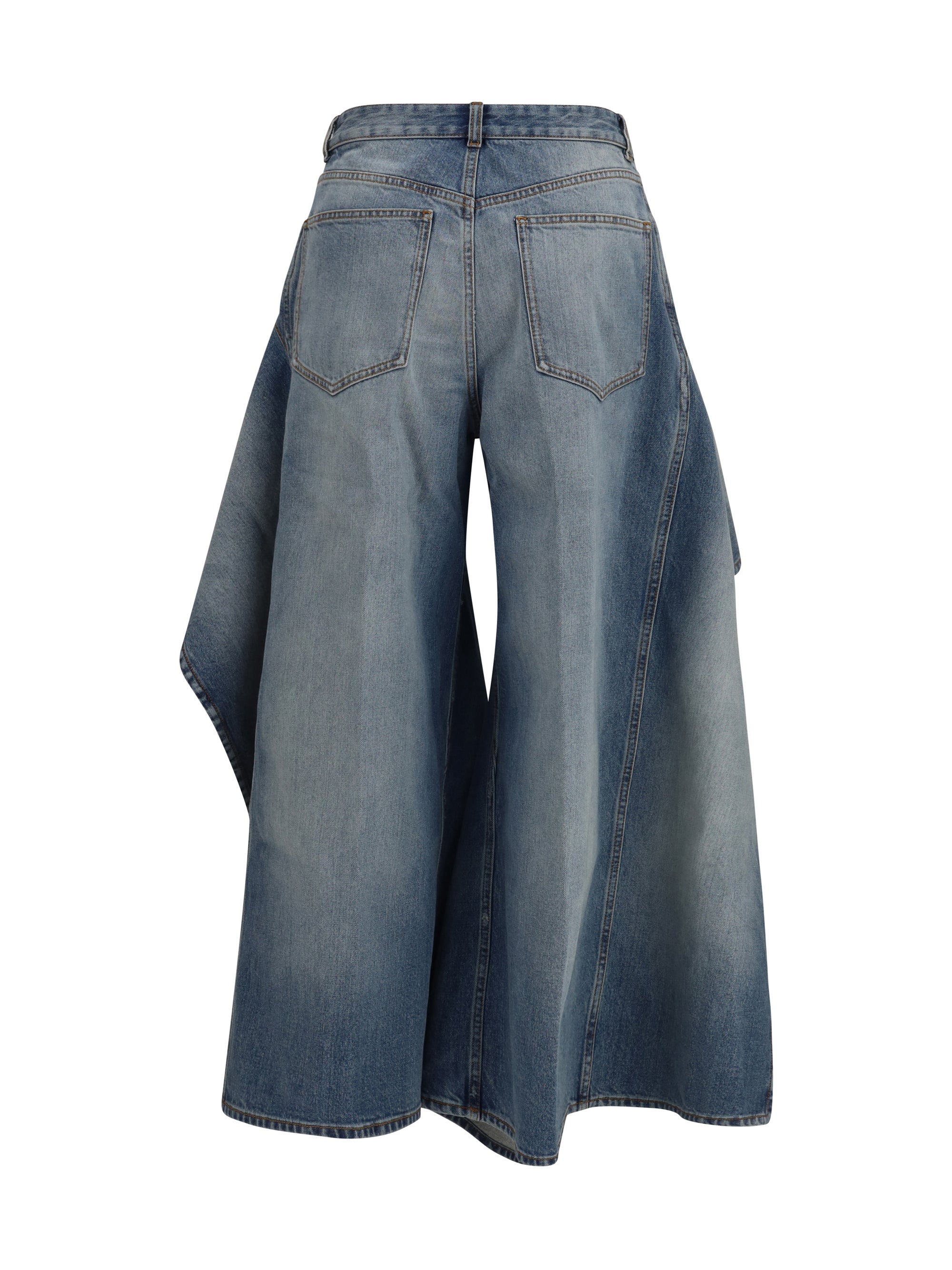 ALAIA 36 faded ruffled jeans 