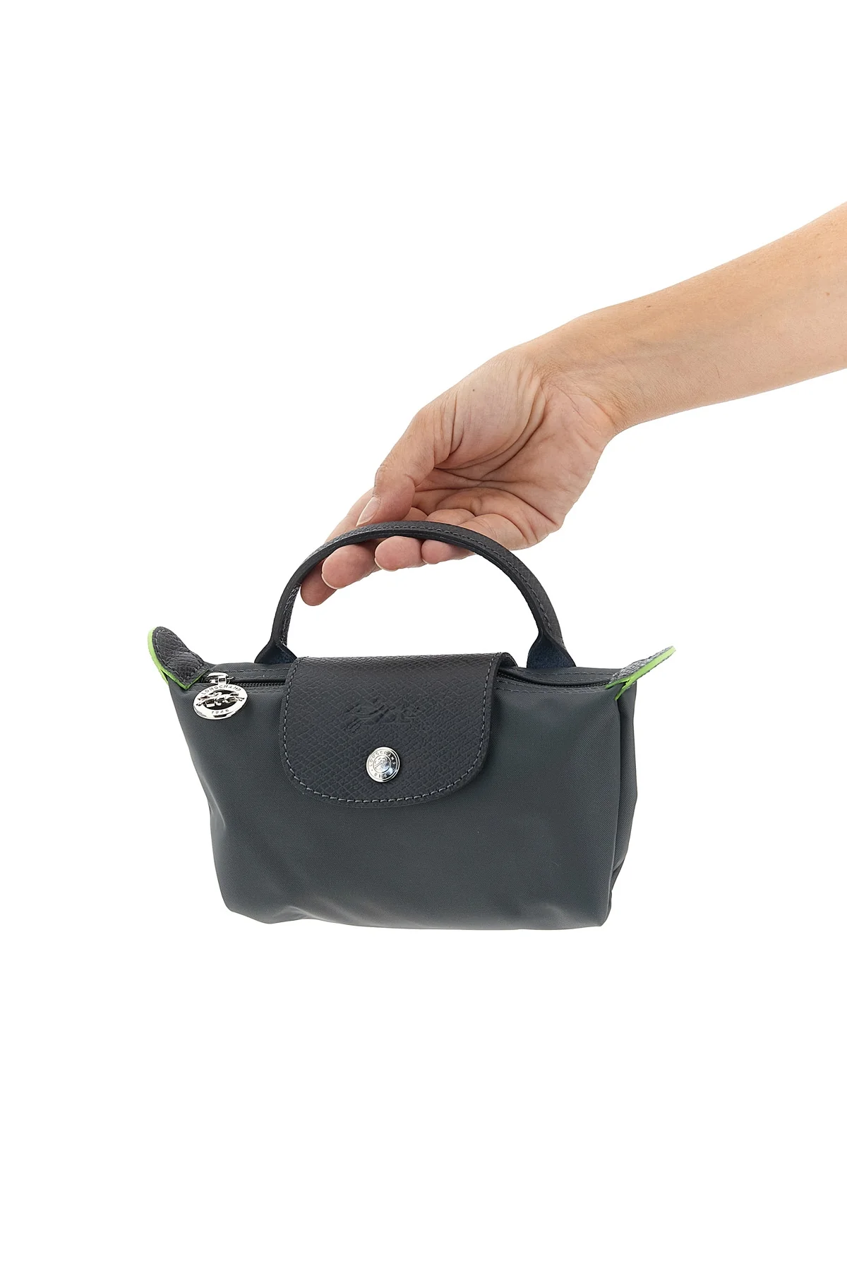 le pliage green clutch bag in foldable nylon canvas