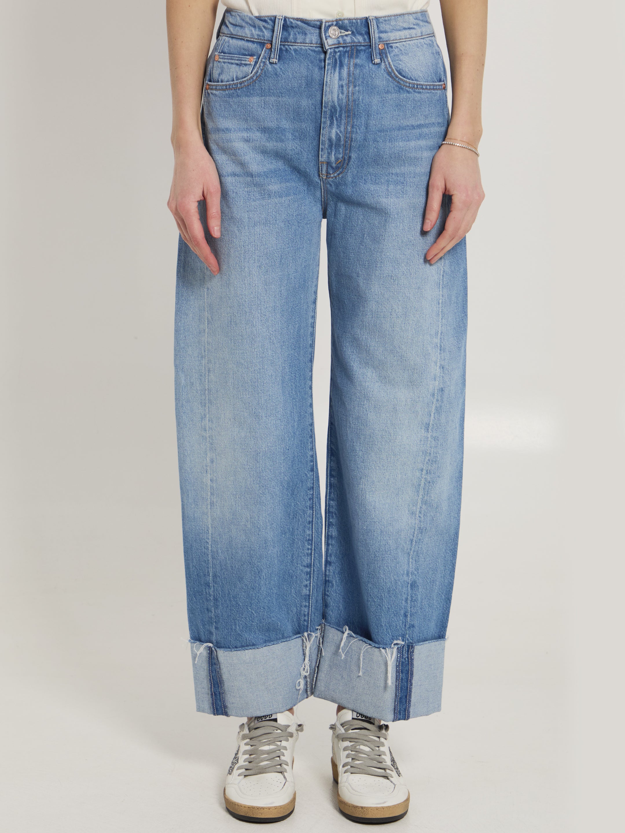 MOTHER 24 the half-pipe ankle cuff fray jeans 