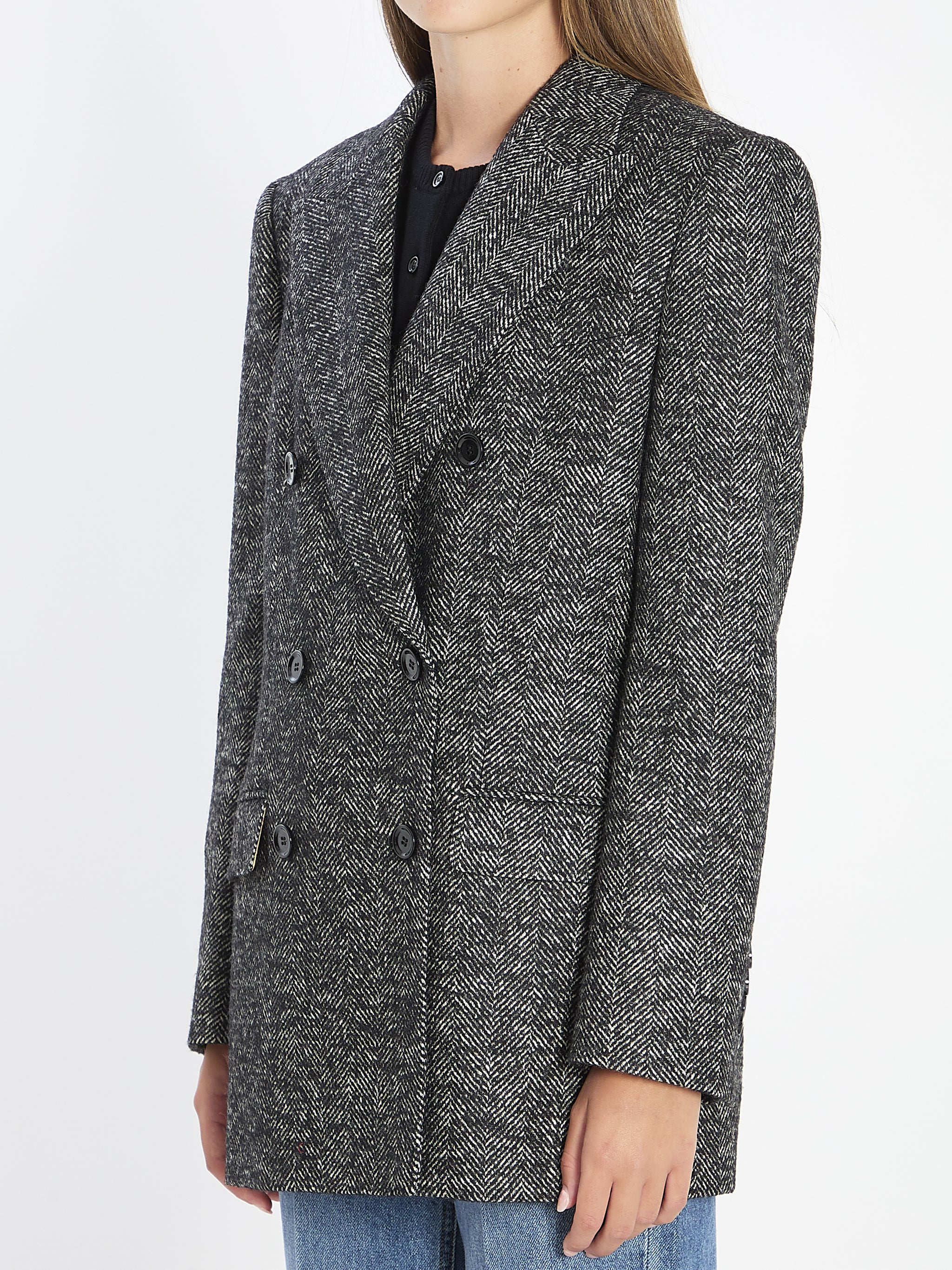 double-breasted chevron jacket