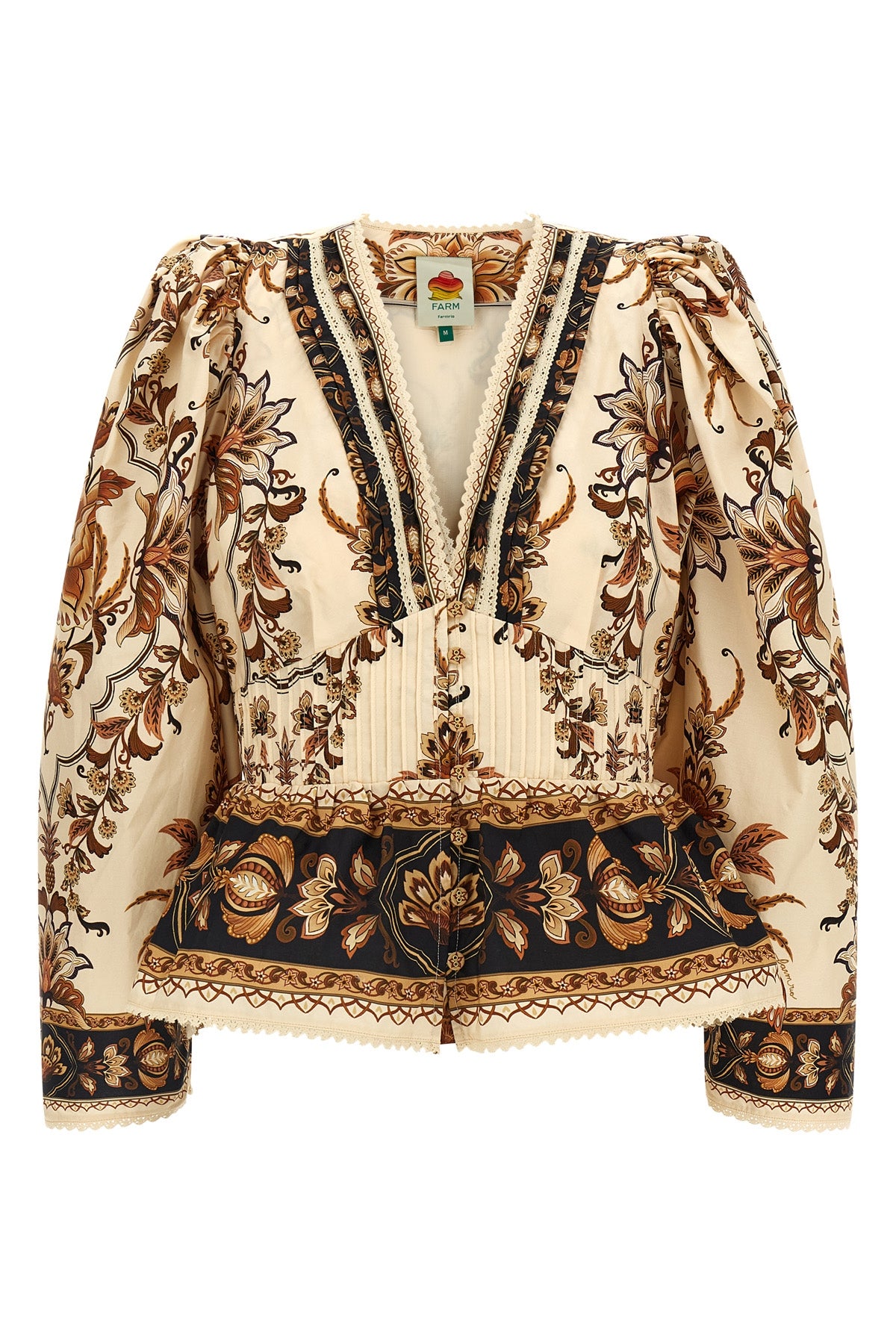 FARM RIO M majestic garden sand cotton blouse