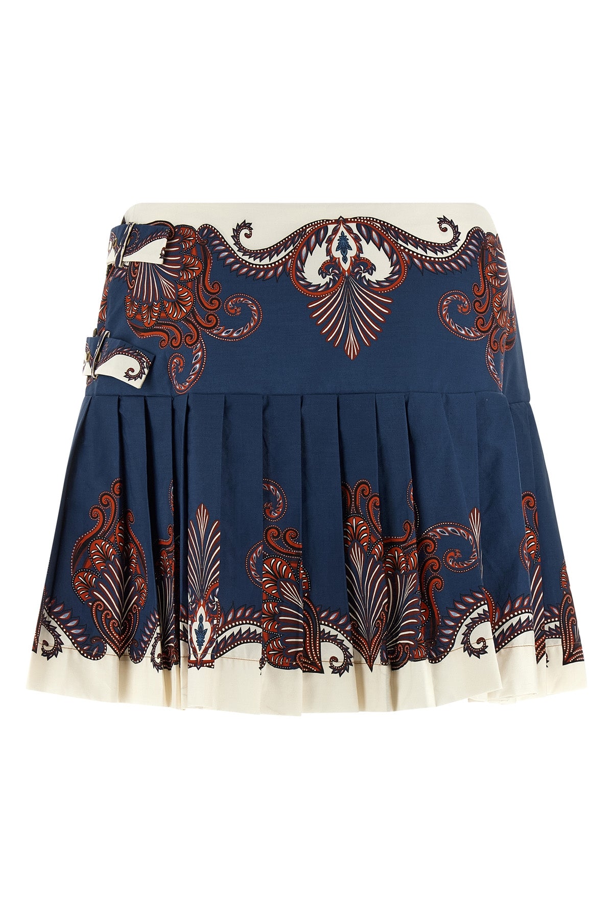 all-over pleated cotton mini skirt