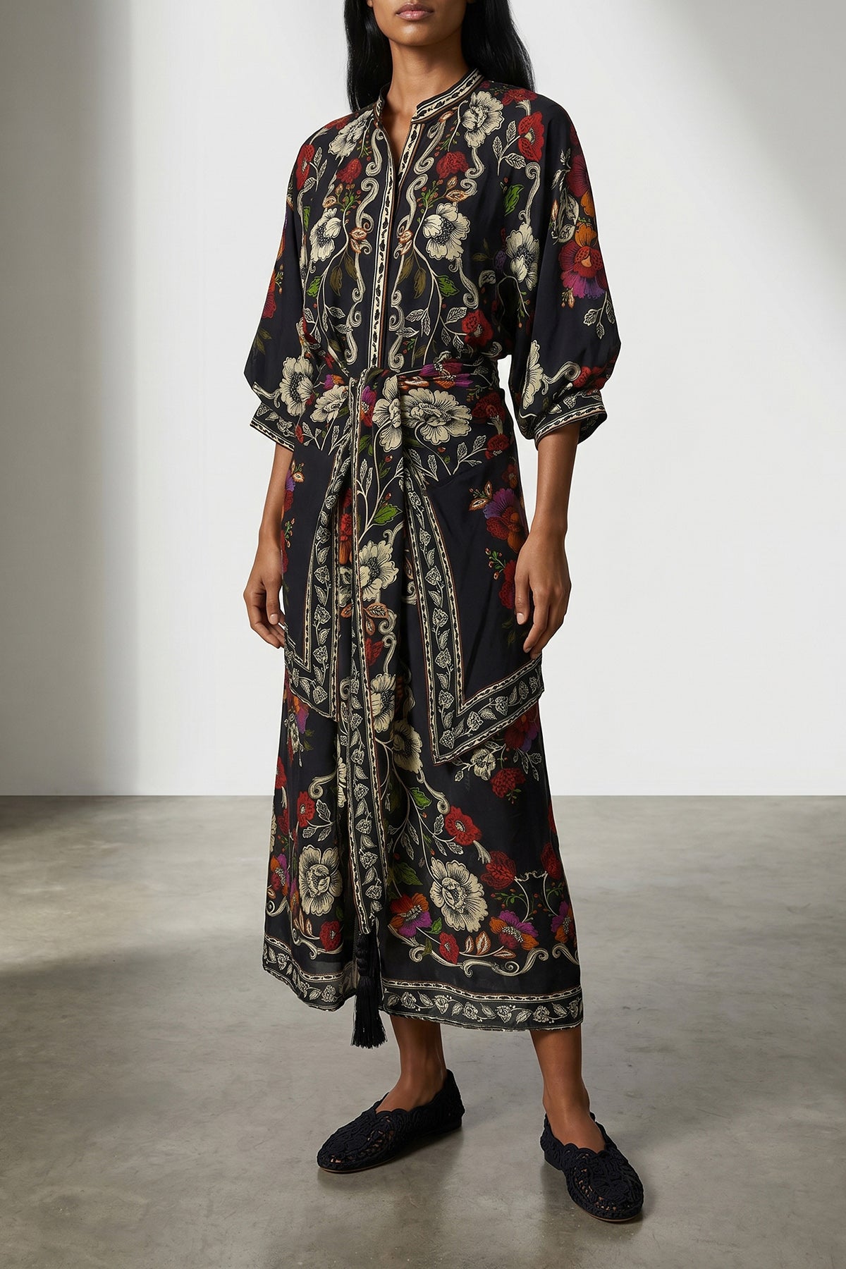 FARM RIO S all-over rococò flowers print viscose dress