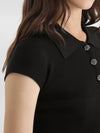 ribbed polo-style top