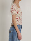 charmeuse top with rose print