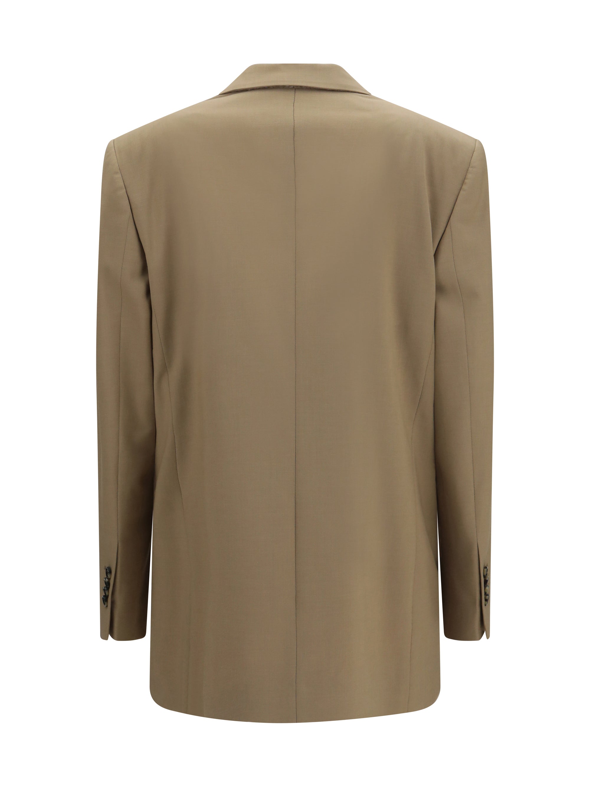 double-breasted stretch wool blend blazer