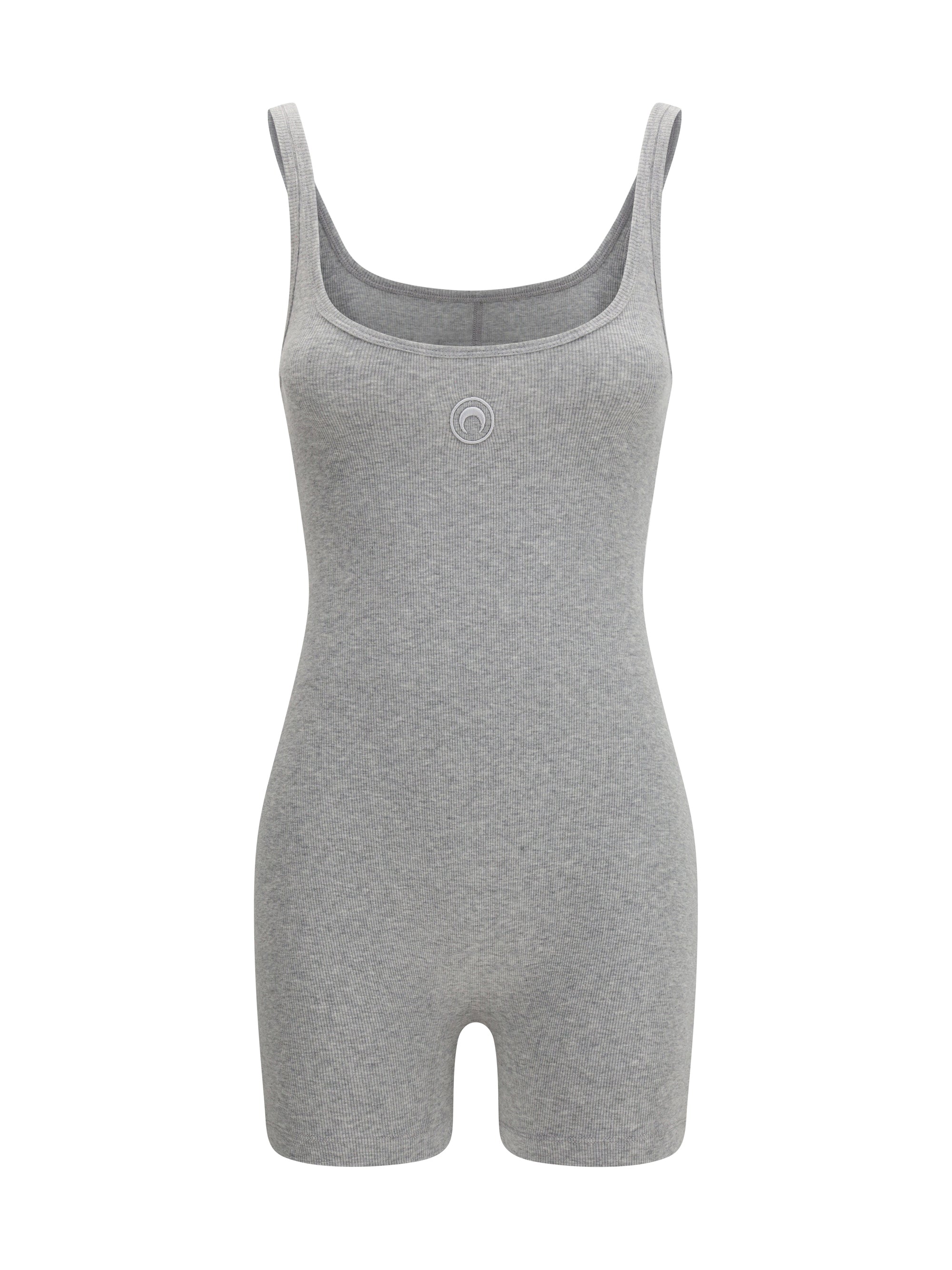 MARINE SERRE M moon logo ribbed jersey short catsuit