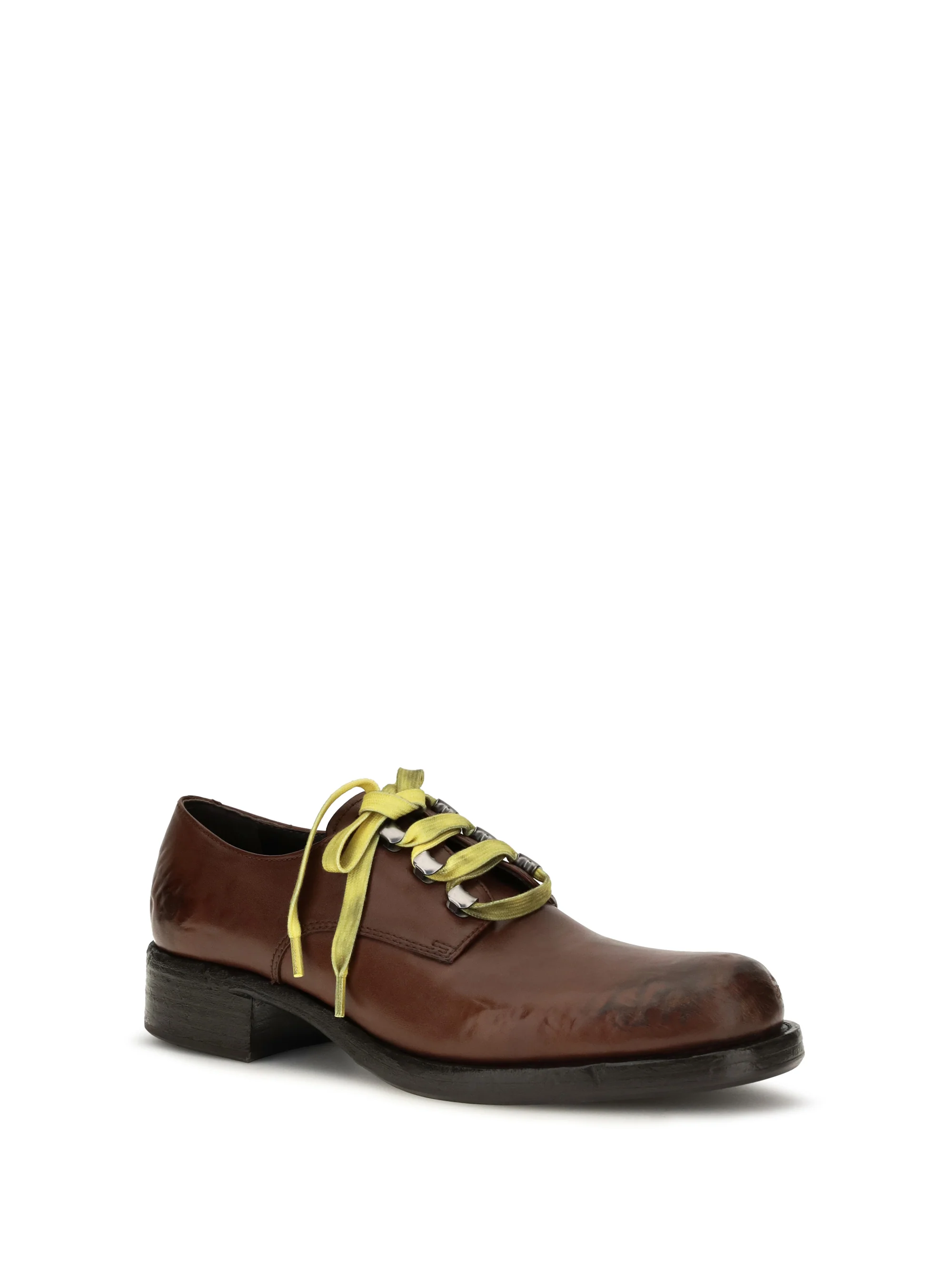 PRADA 36 antique leather lace-up loafers