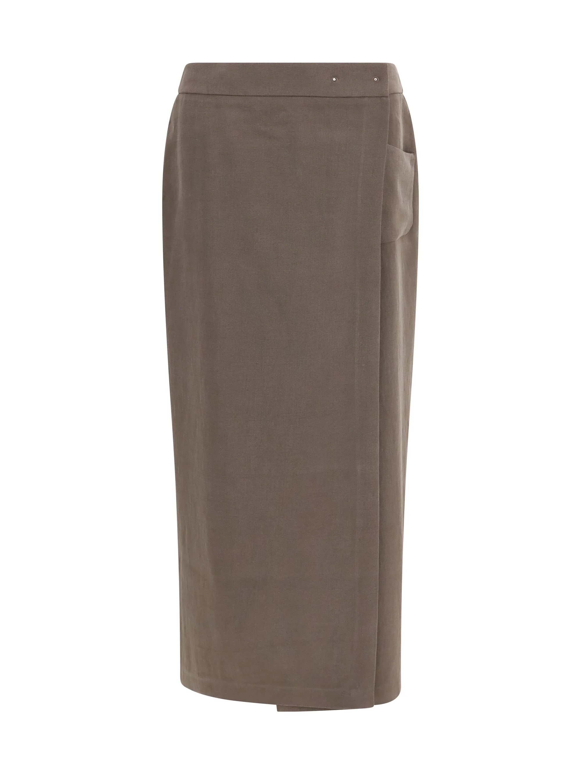 GIORGIO ARMANI 42 silk and wool wrap long skirt with patch pocket