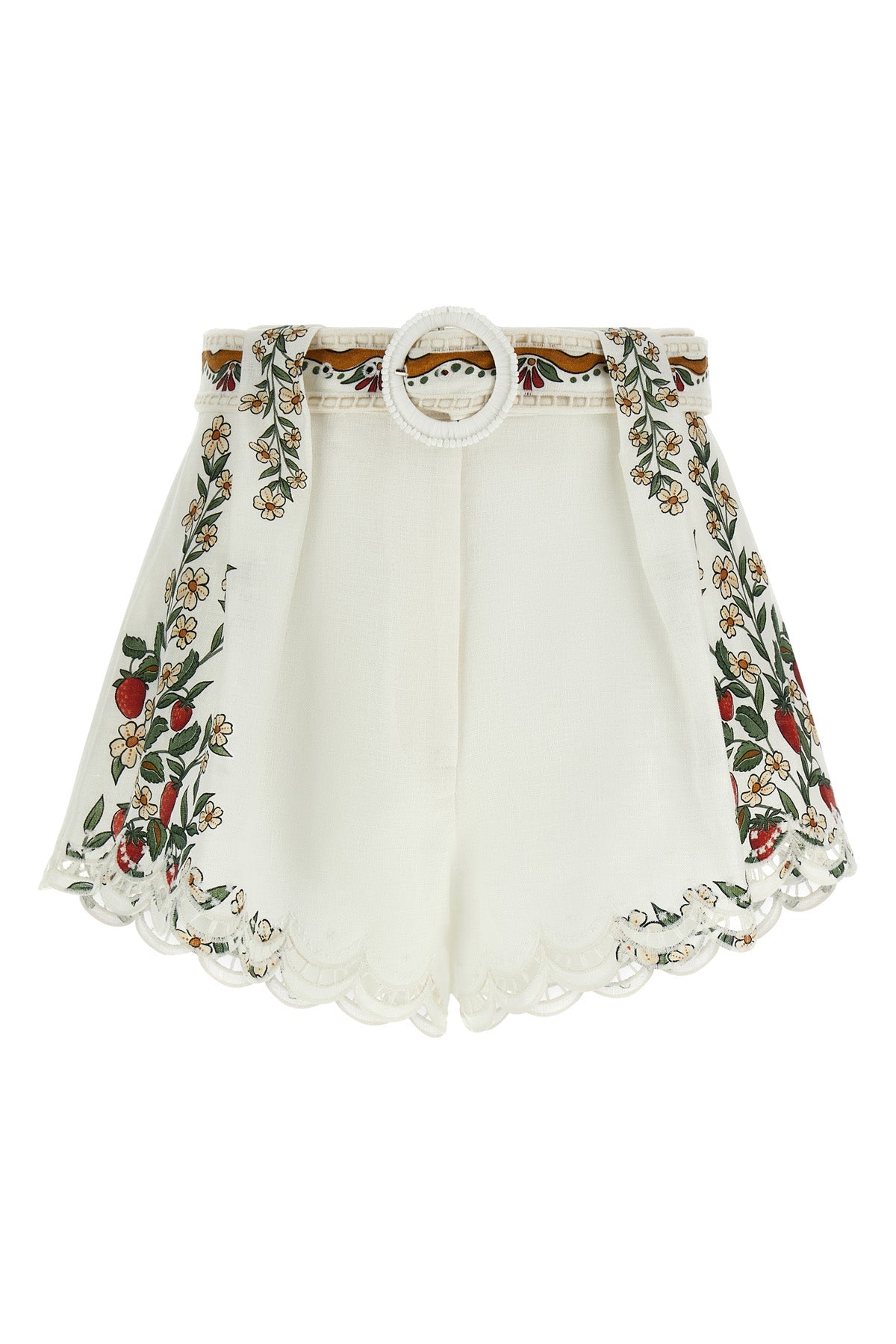 FARM RIO L euroflax(tm) premium richelieu off-white fruit beauty linen shorts