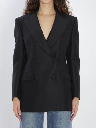 double-breasted jacket in faille