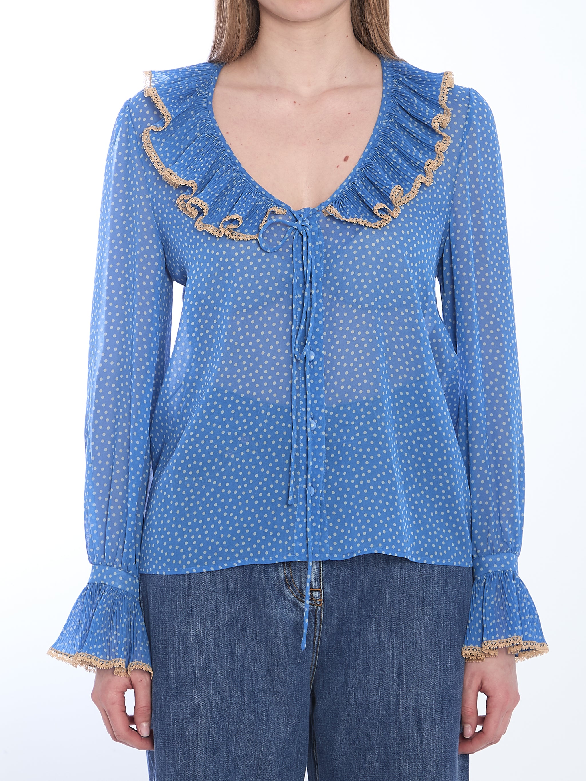 blouse with polka dots
