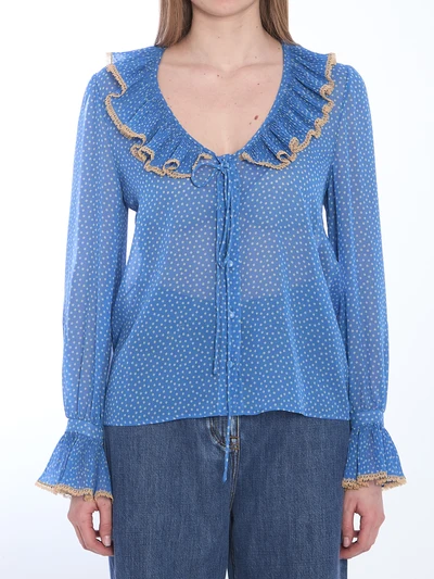 blouse with polka dots